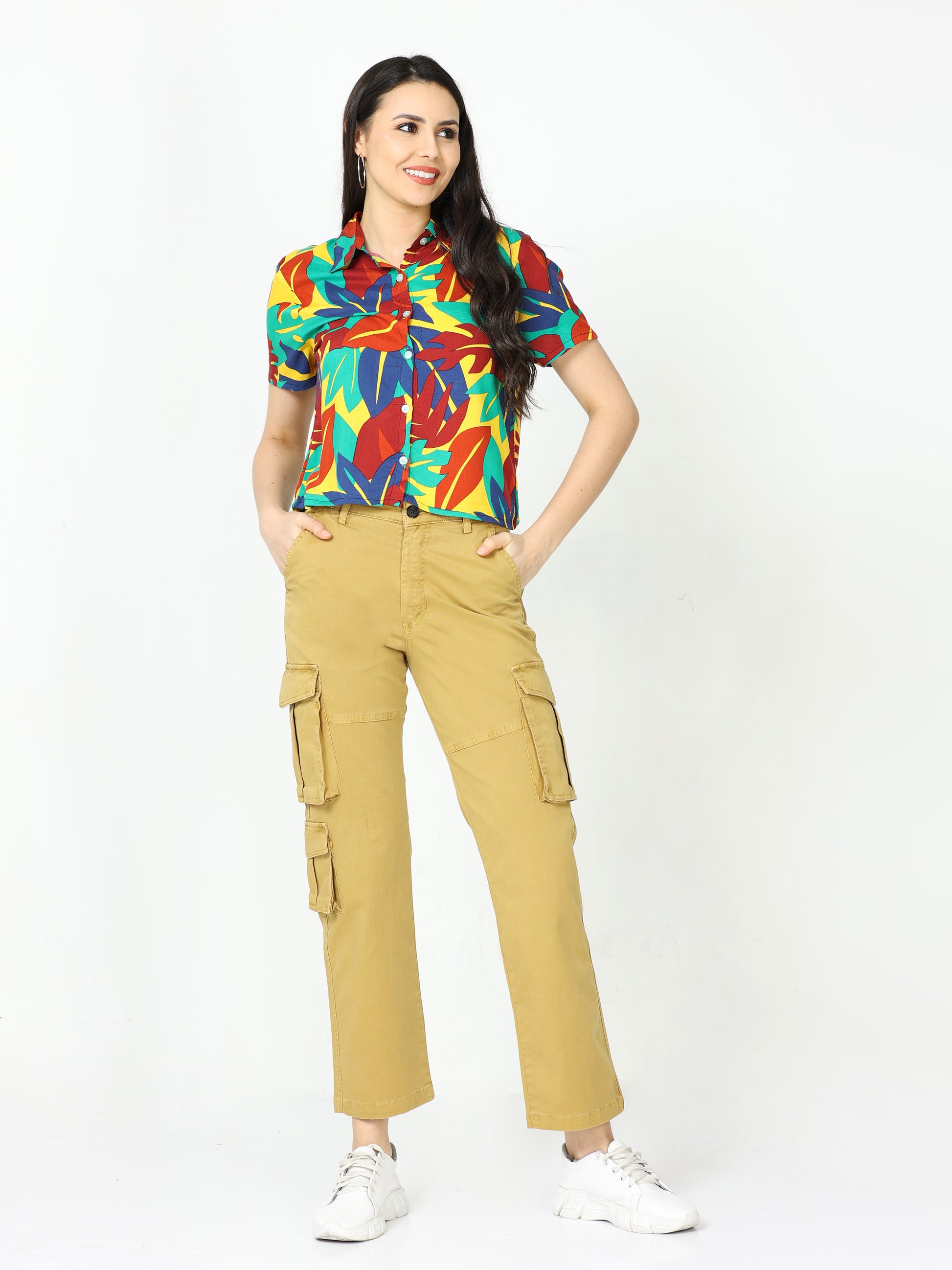 Vintage Khaki Cargo Pants For Women