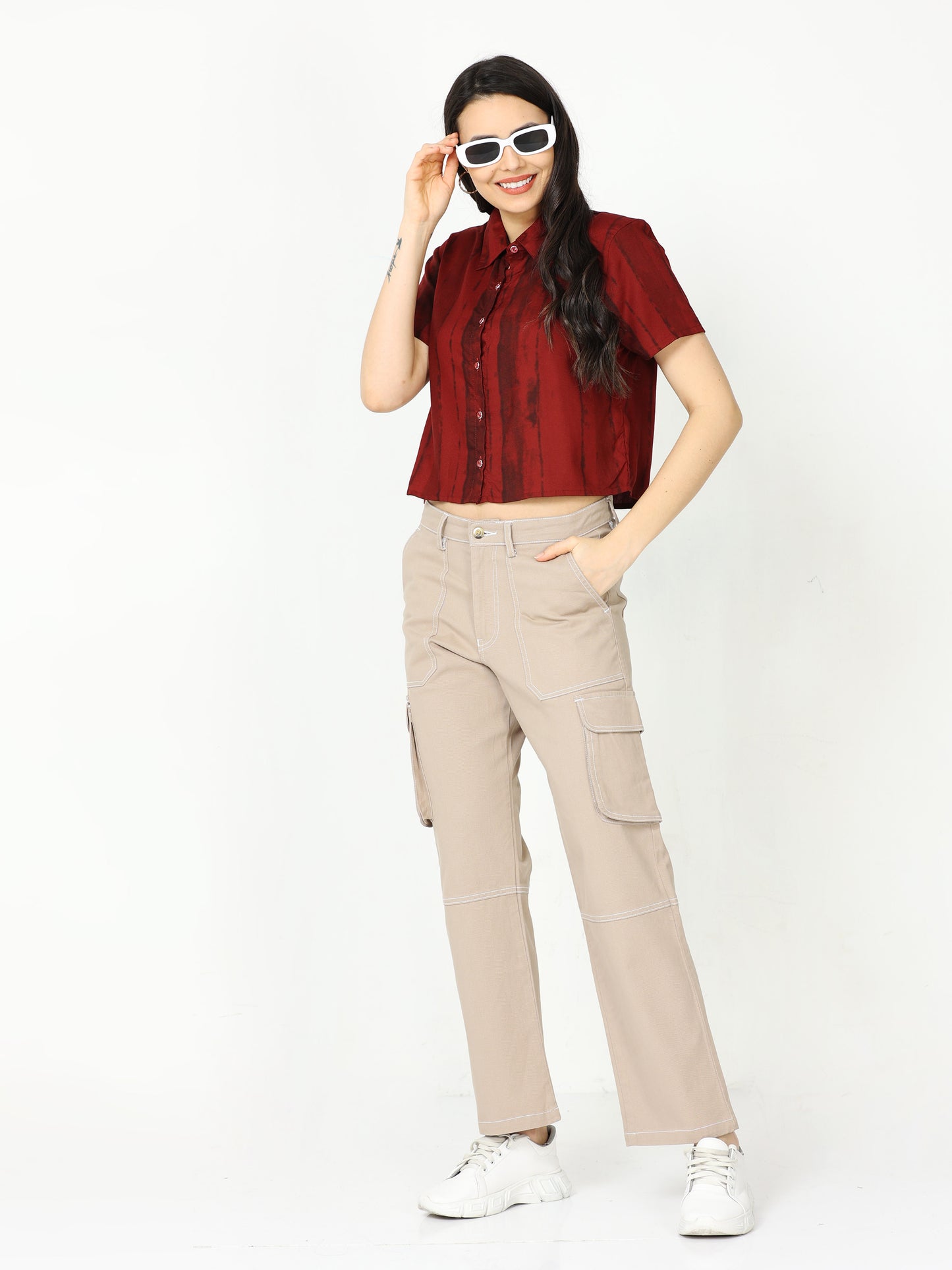 Classic Khaki Cargo Trouser For Women