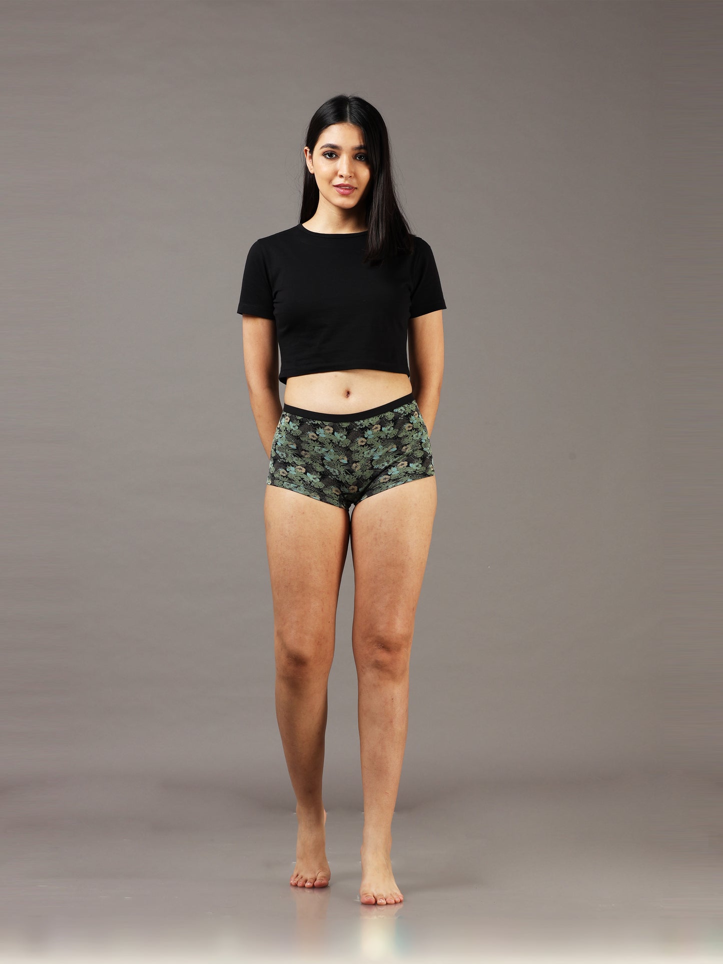 Midnight Bloom Boy Shorts for Women