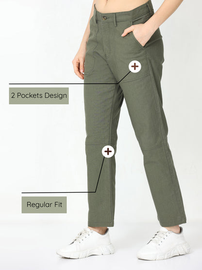 Women Casual Olive Linen Pants