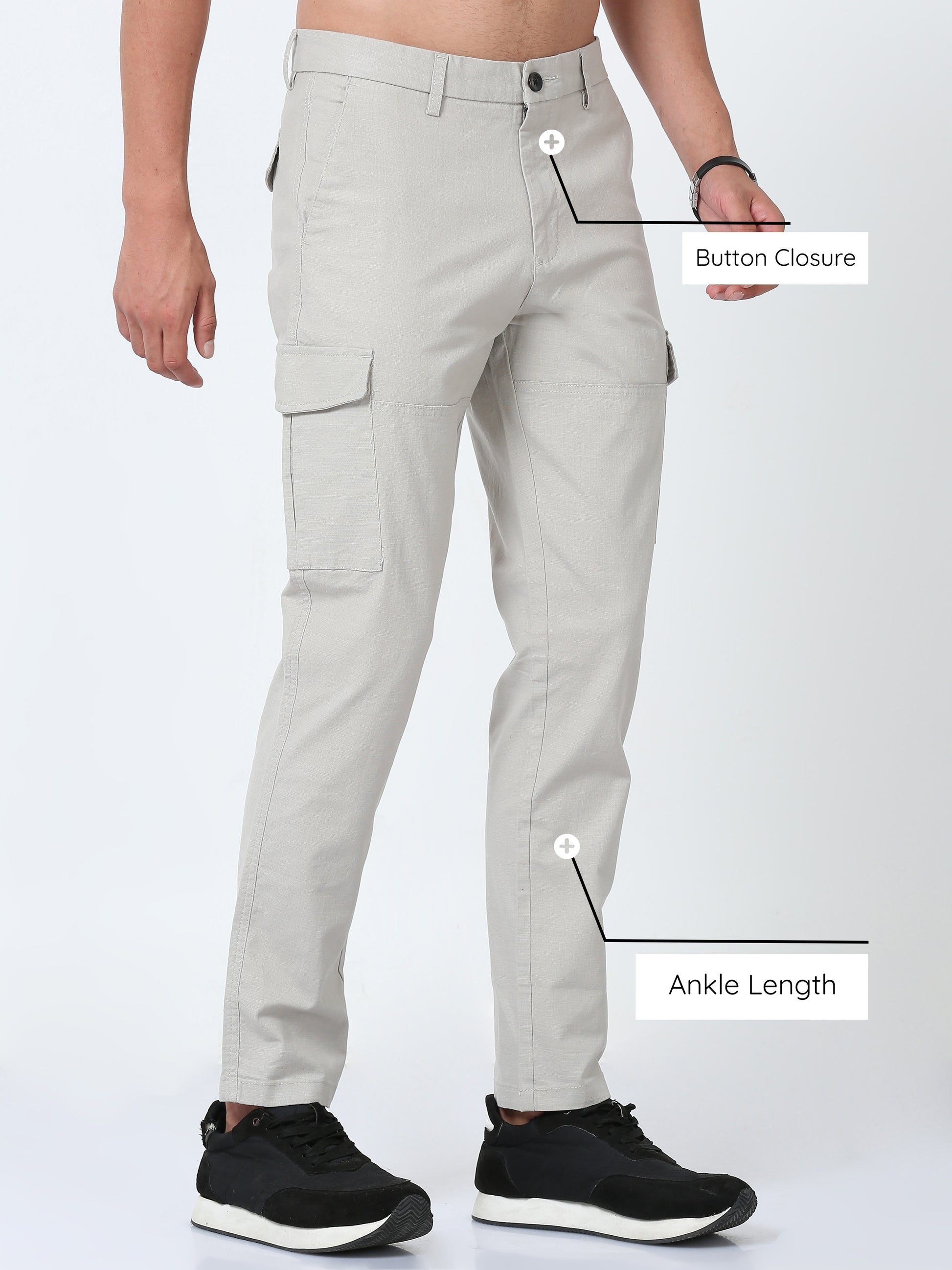 Stone Linen Cargo Pants For Men