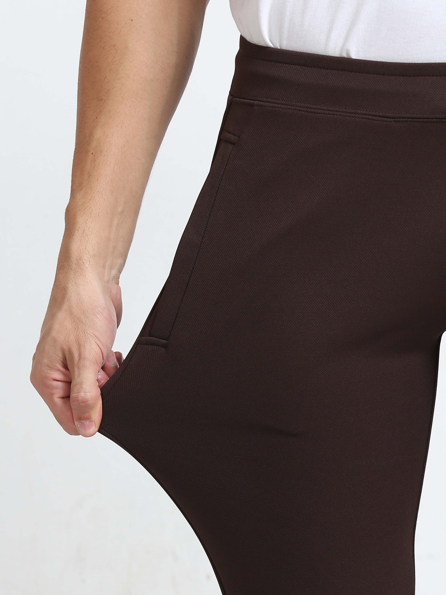 Brown Power Stretchy Jogger Pants For Men