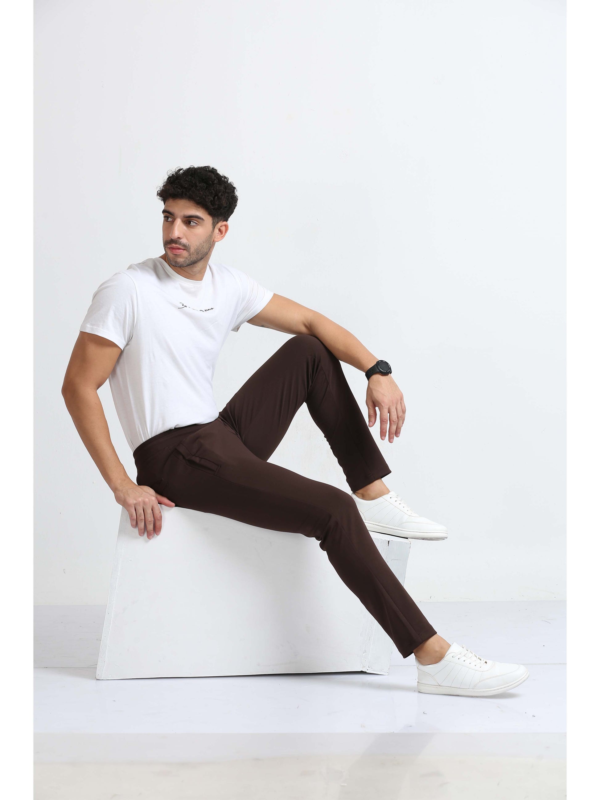 Stretchy Brown Jogger Pants For Men