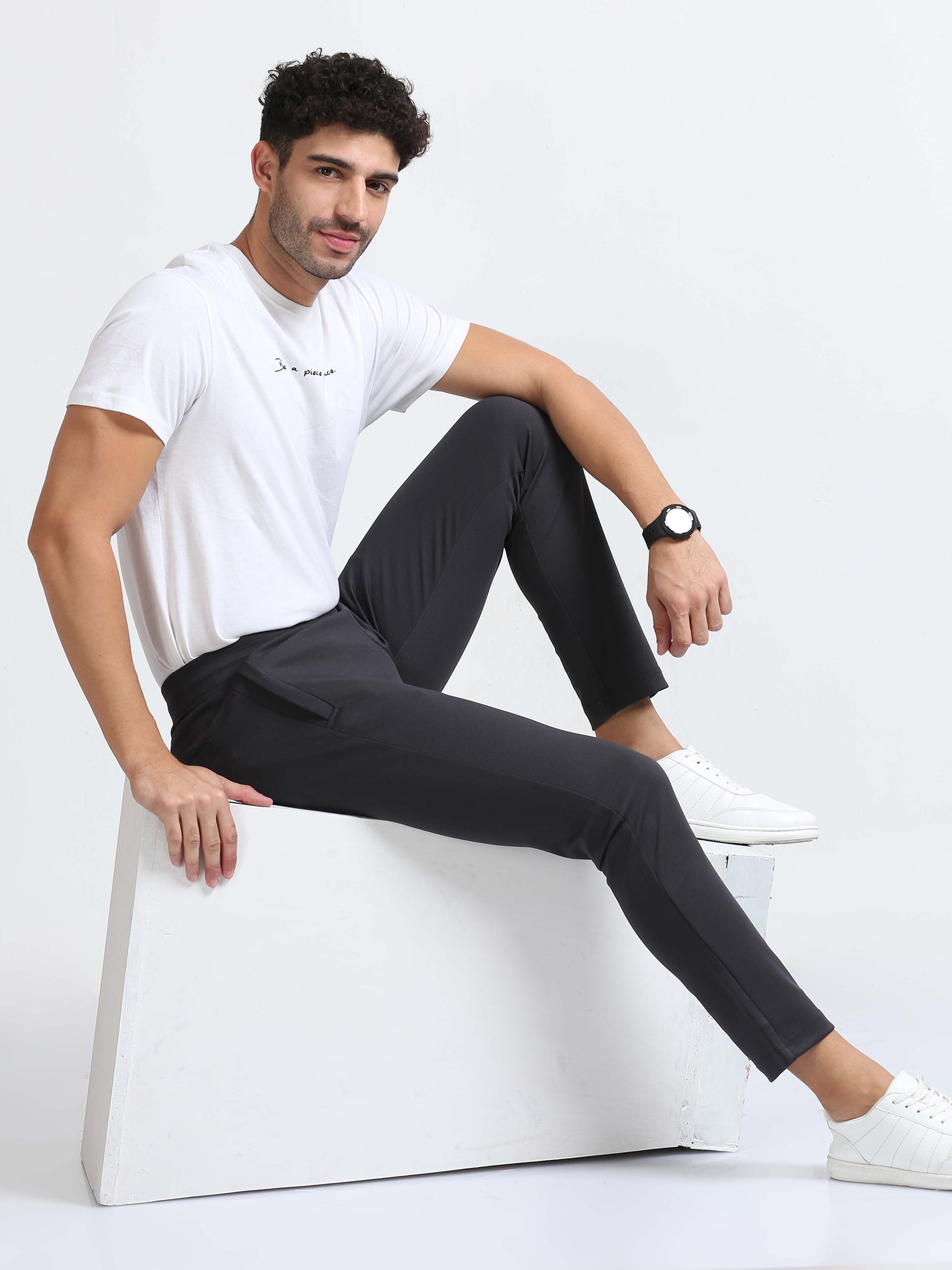 Navy Power Stretch Joggers For Men