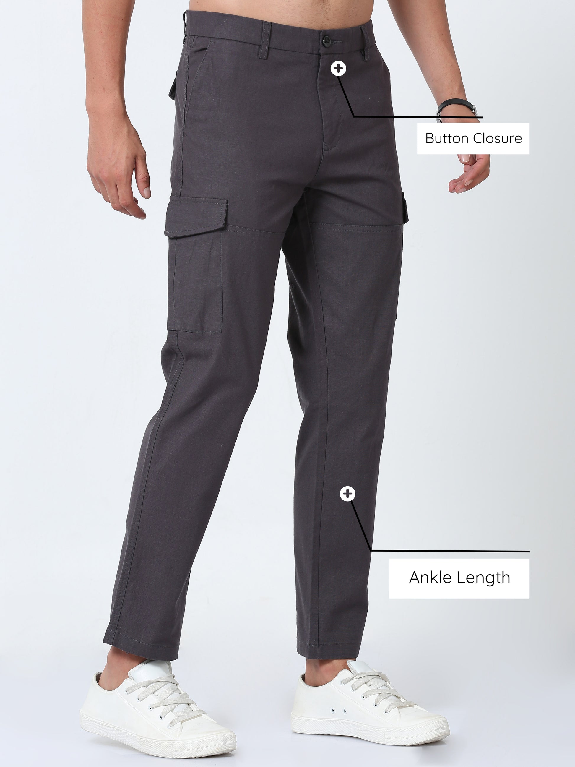 Lazy Grey Cargo Pants Mens 