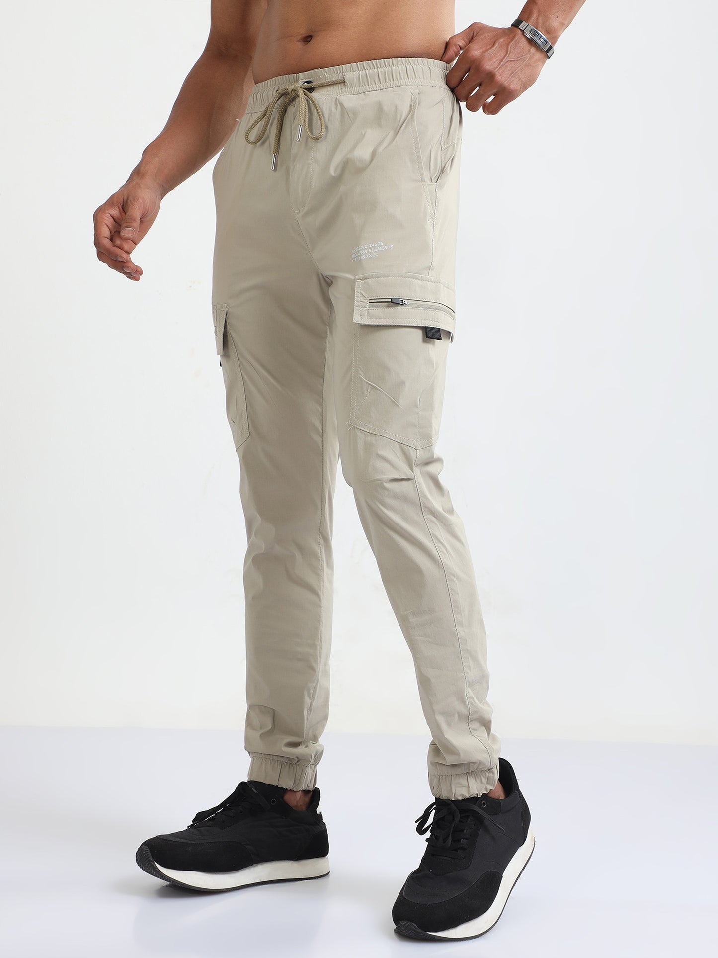 Beige Ultralite Flexi Joggers For Mens