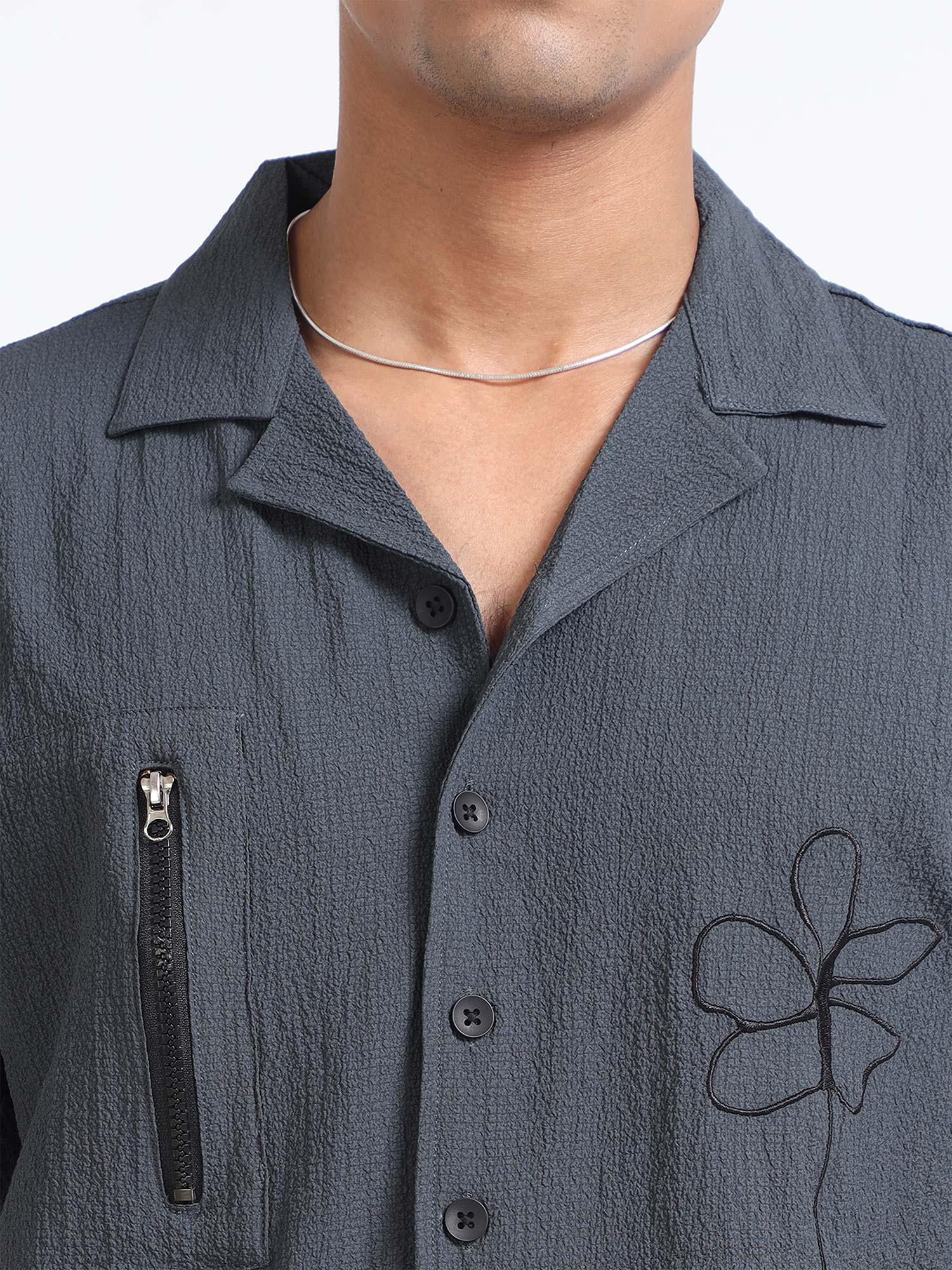 Grey Bloom Popcorn Oversized Mens Shirt