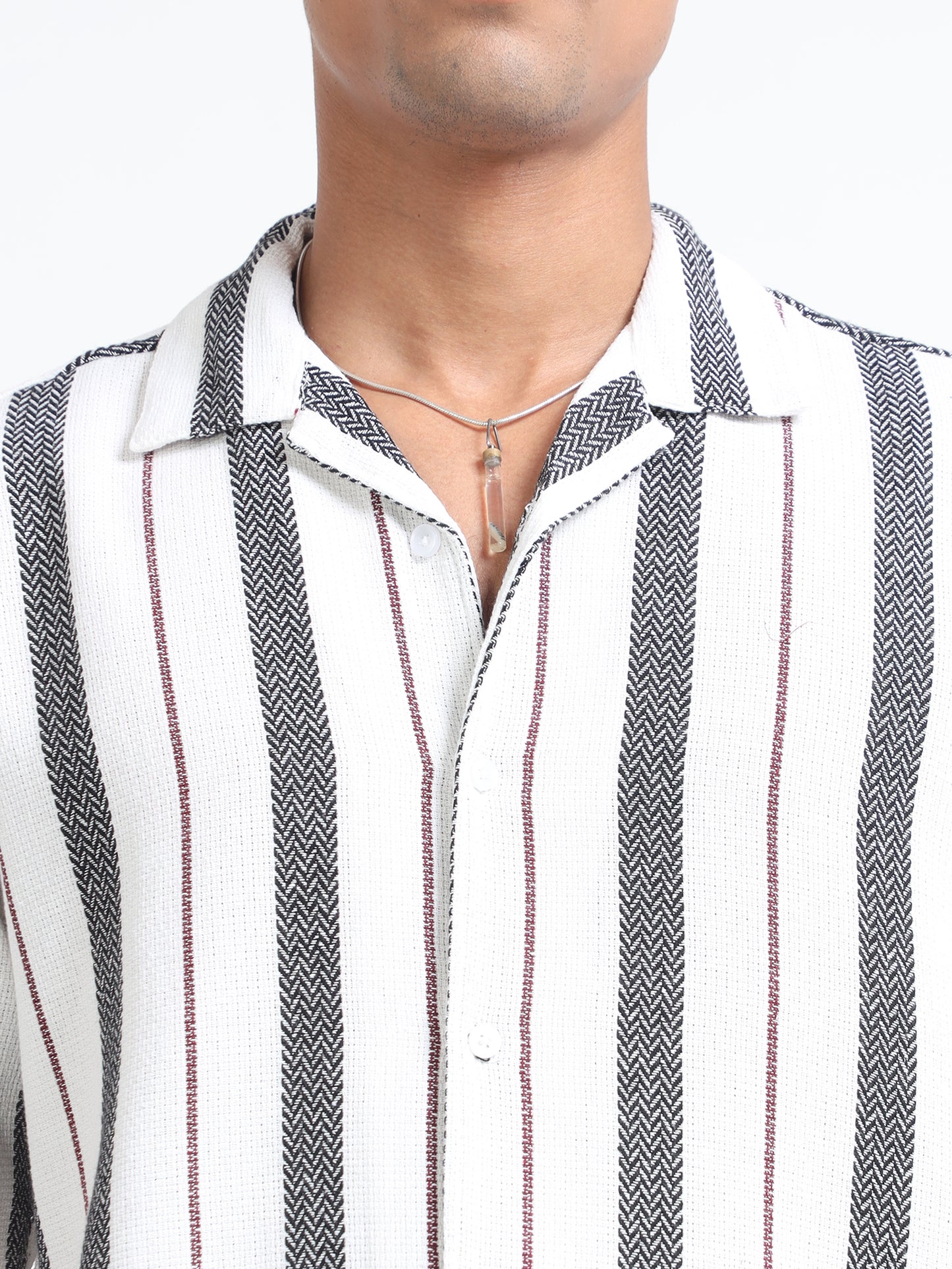 Grey And White Jacquard Men Oversized Shirt