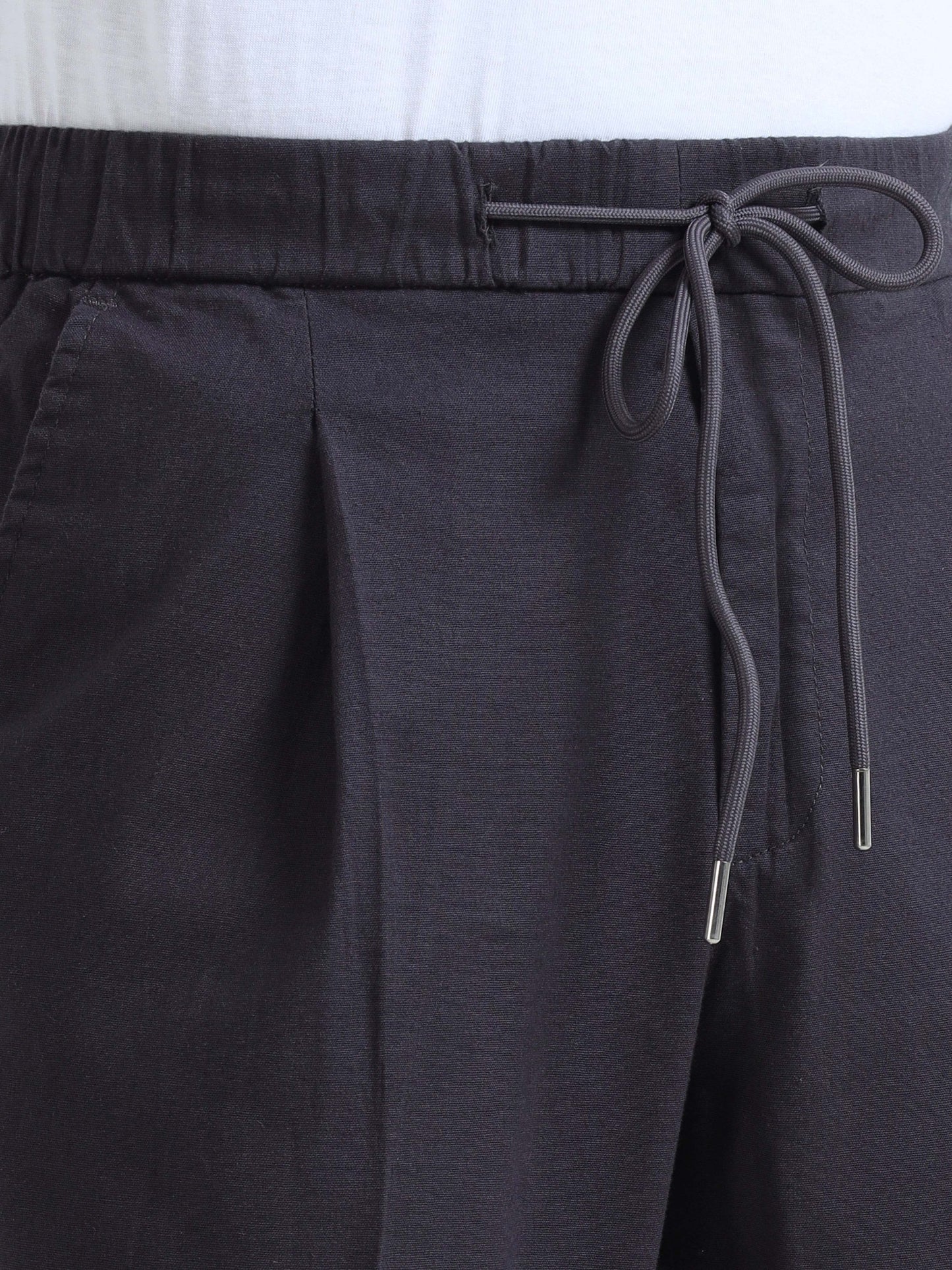 Dark Grey Linen Trousers For Mens