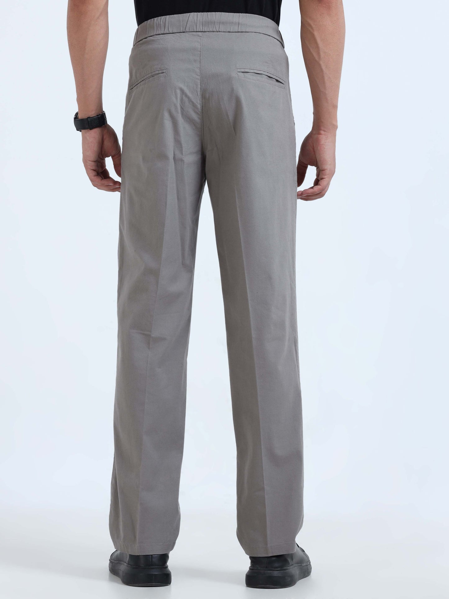 Light Grey Lazy Linen Pleated Pants For Men