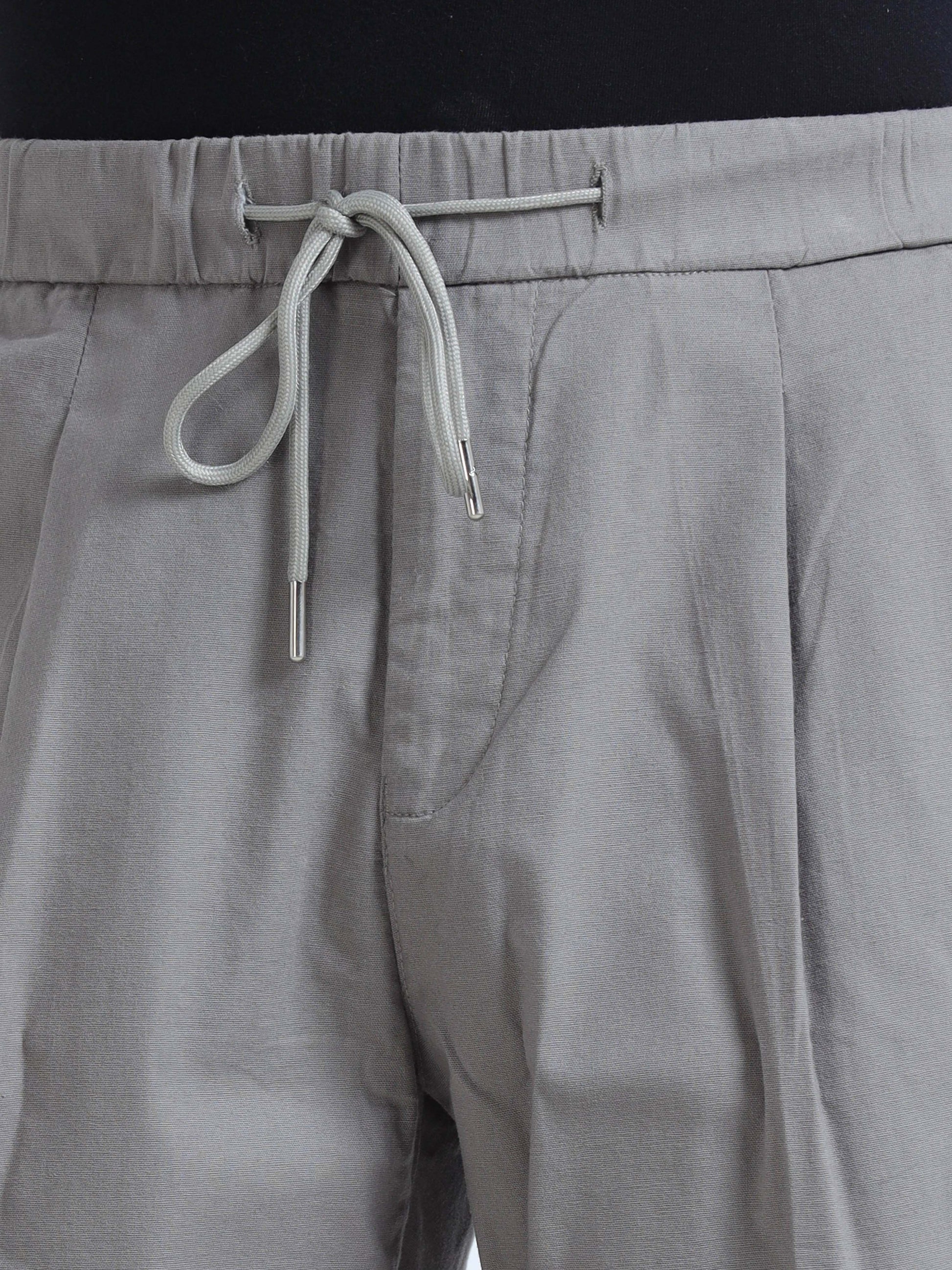 Light Grey Lazy Linen Pleated Pants For Men