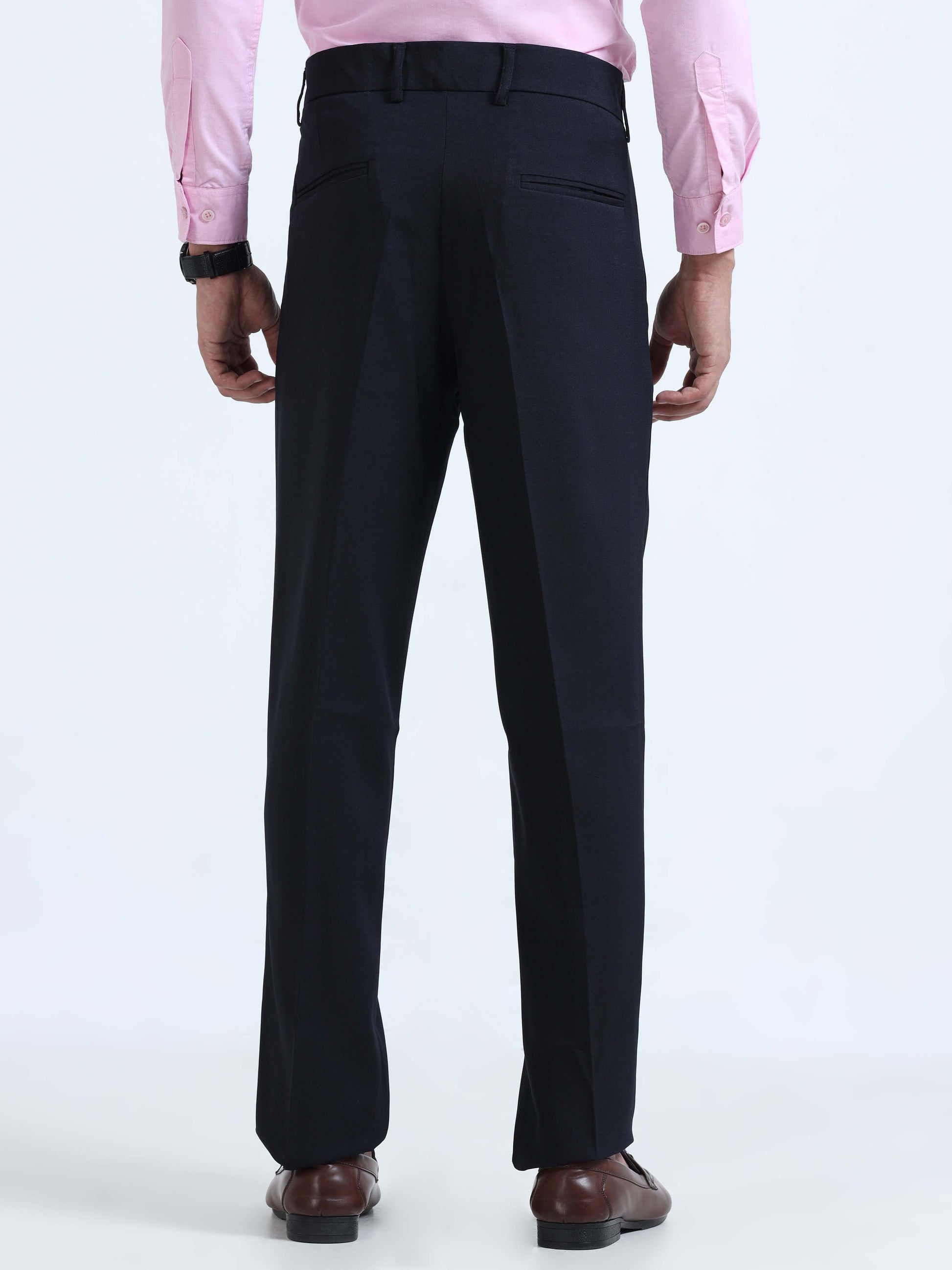 Navy Bon Voyage Pleated Trousers For Men