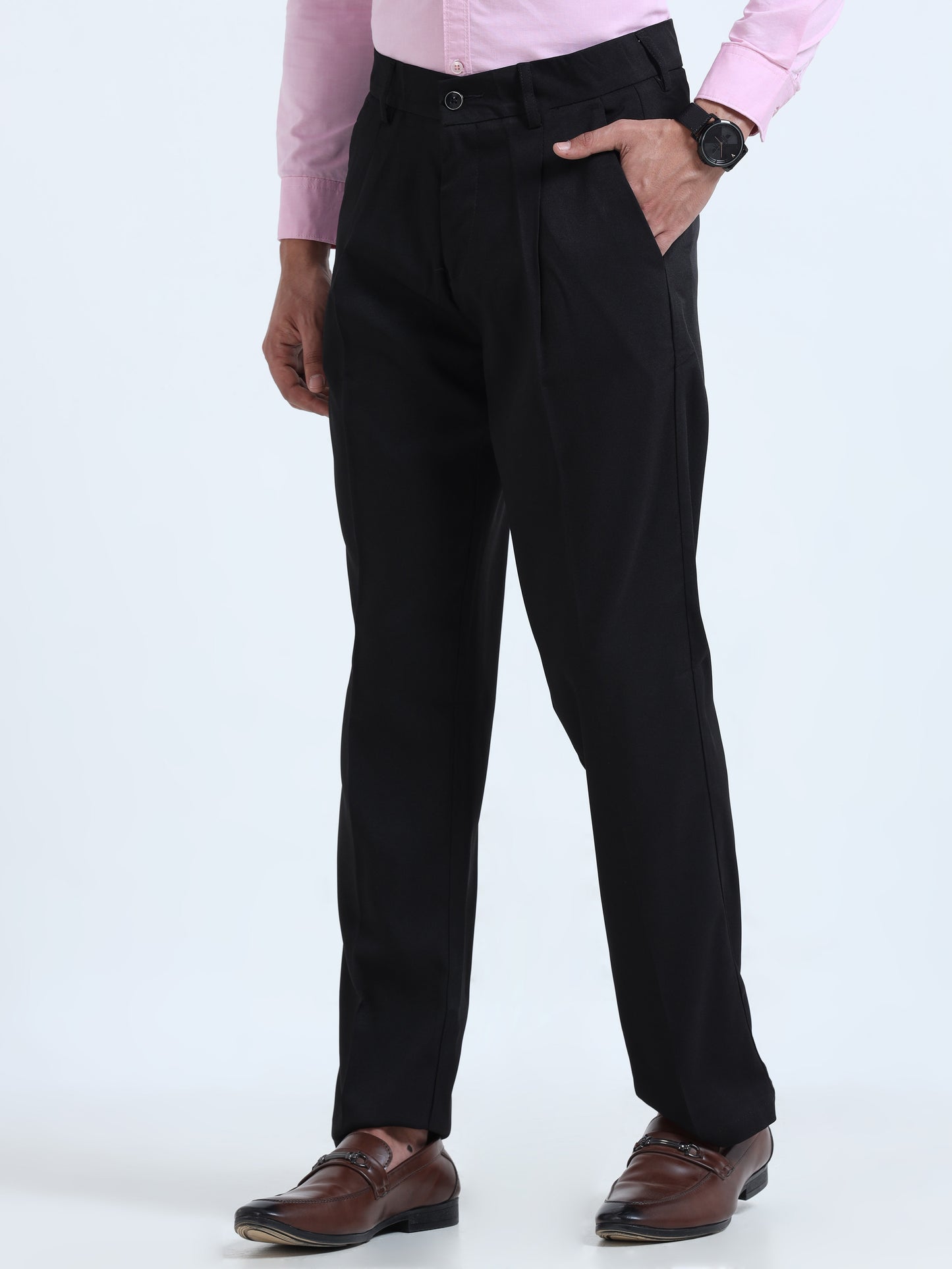 Black Bon Voyage Pleat Pant For Men