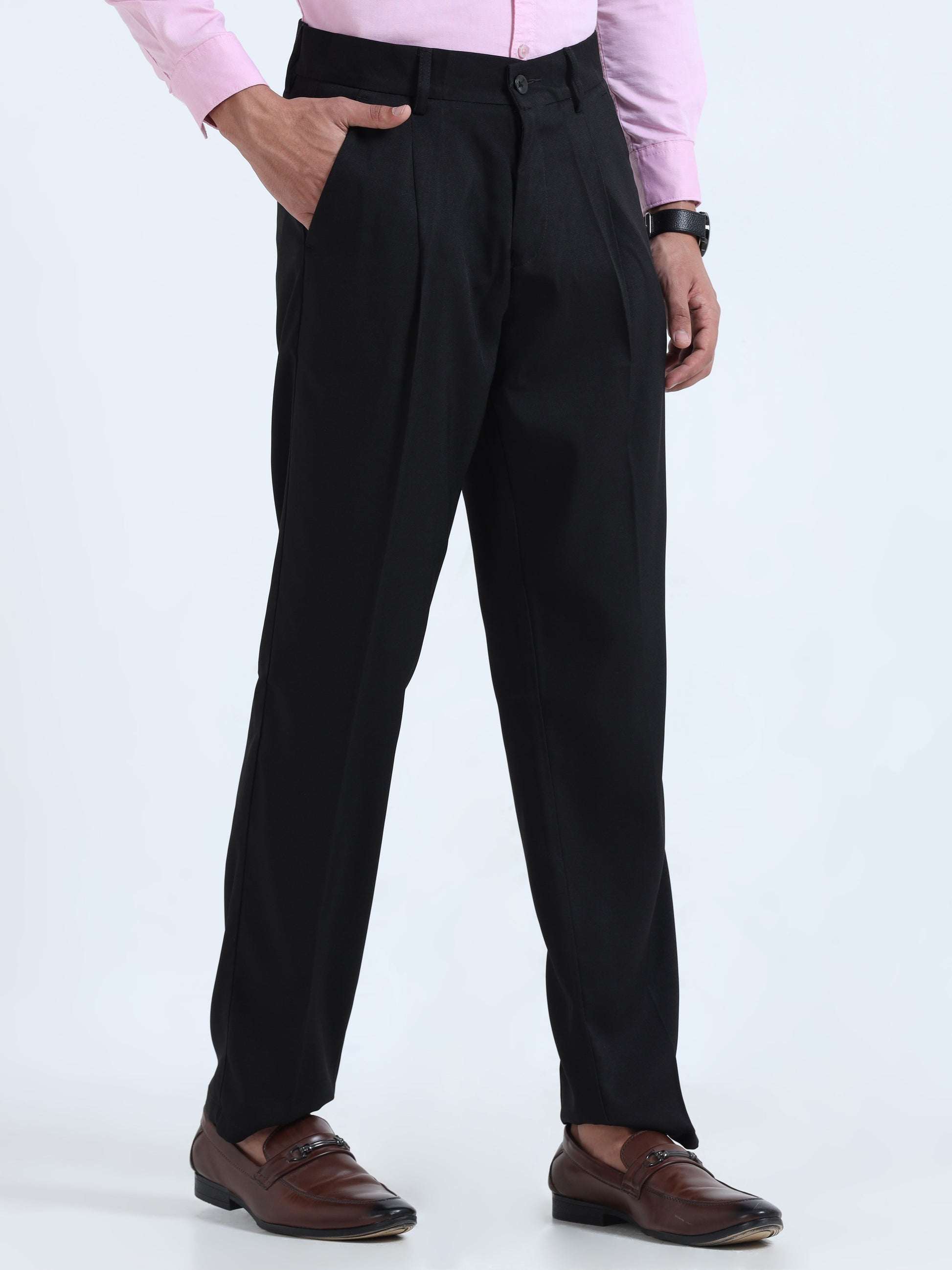 Black Bon Voyage Pleat Pant For Men