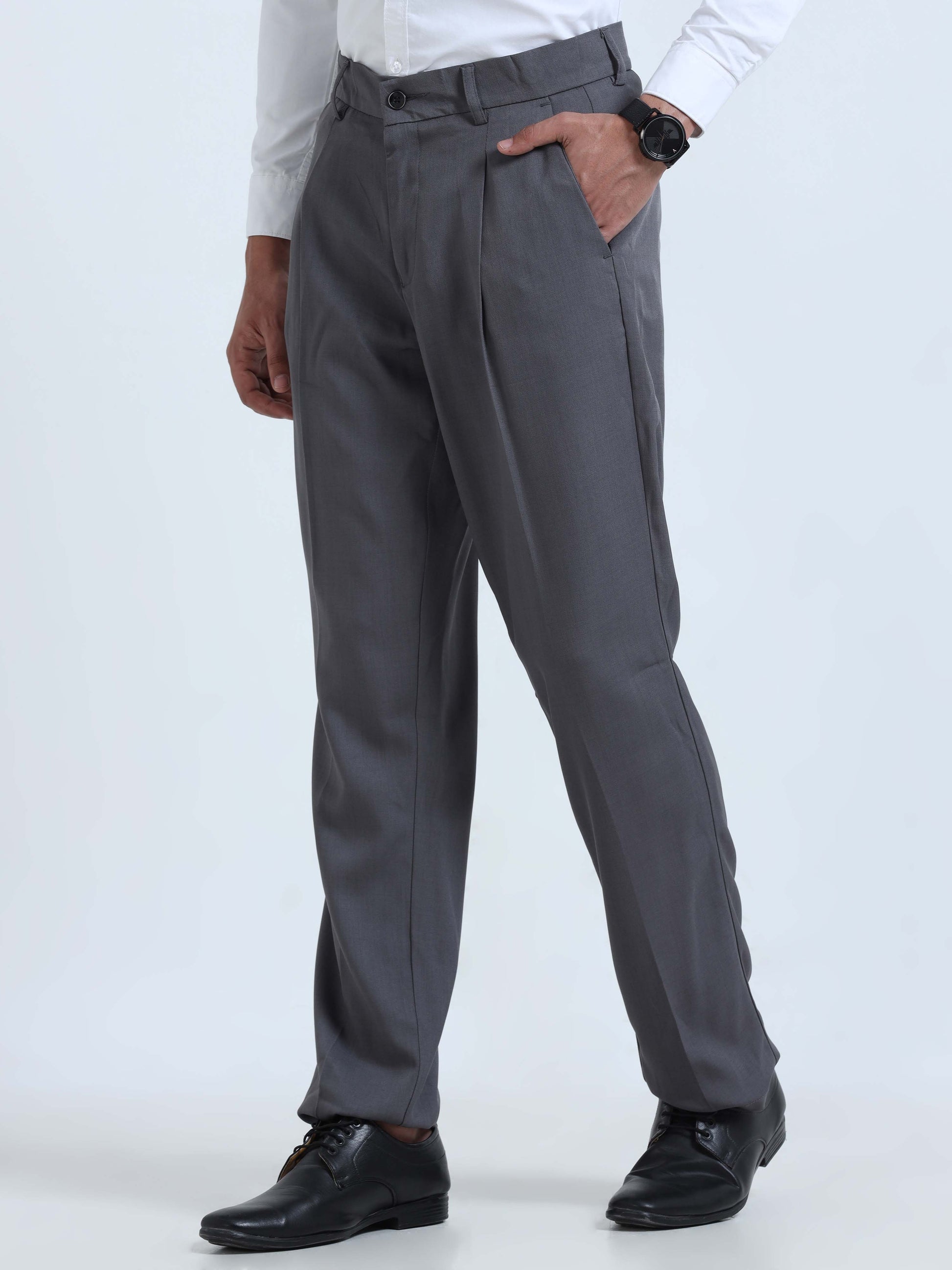 Dark Grey Bon Voyage Pleated Pants For Men