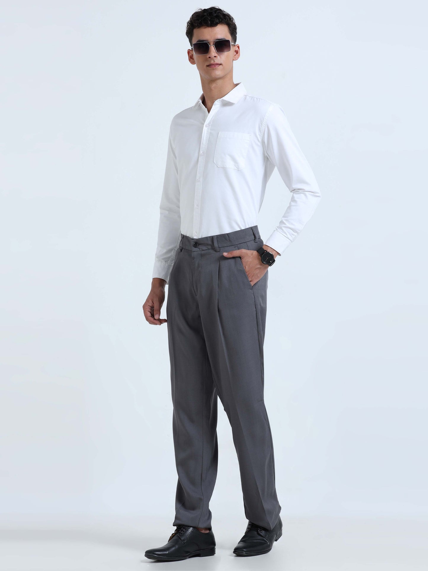 Dark Grey Bon Voyage Pleated Pants For Men