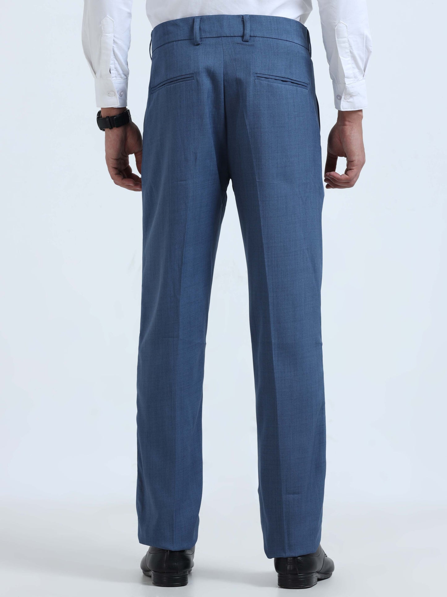 Royal Blue Pleated Formal Pants For Men