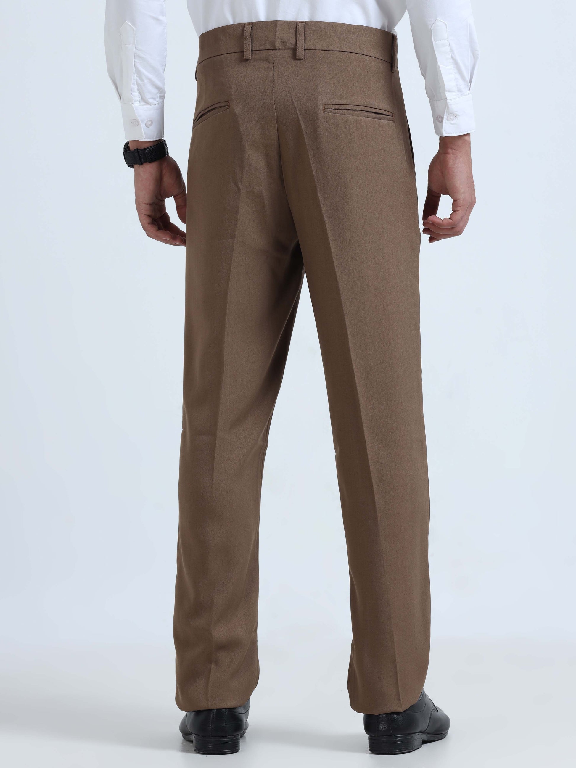 Khaki Pleated Trousers For Men