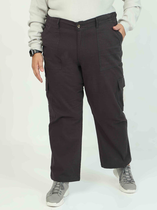 Curve Graphite Plus Size Cargo Pants For Women