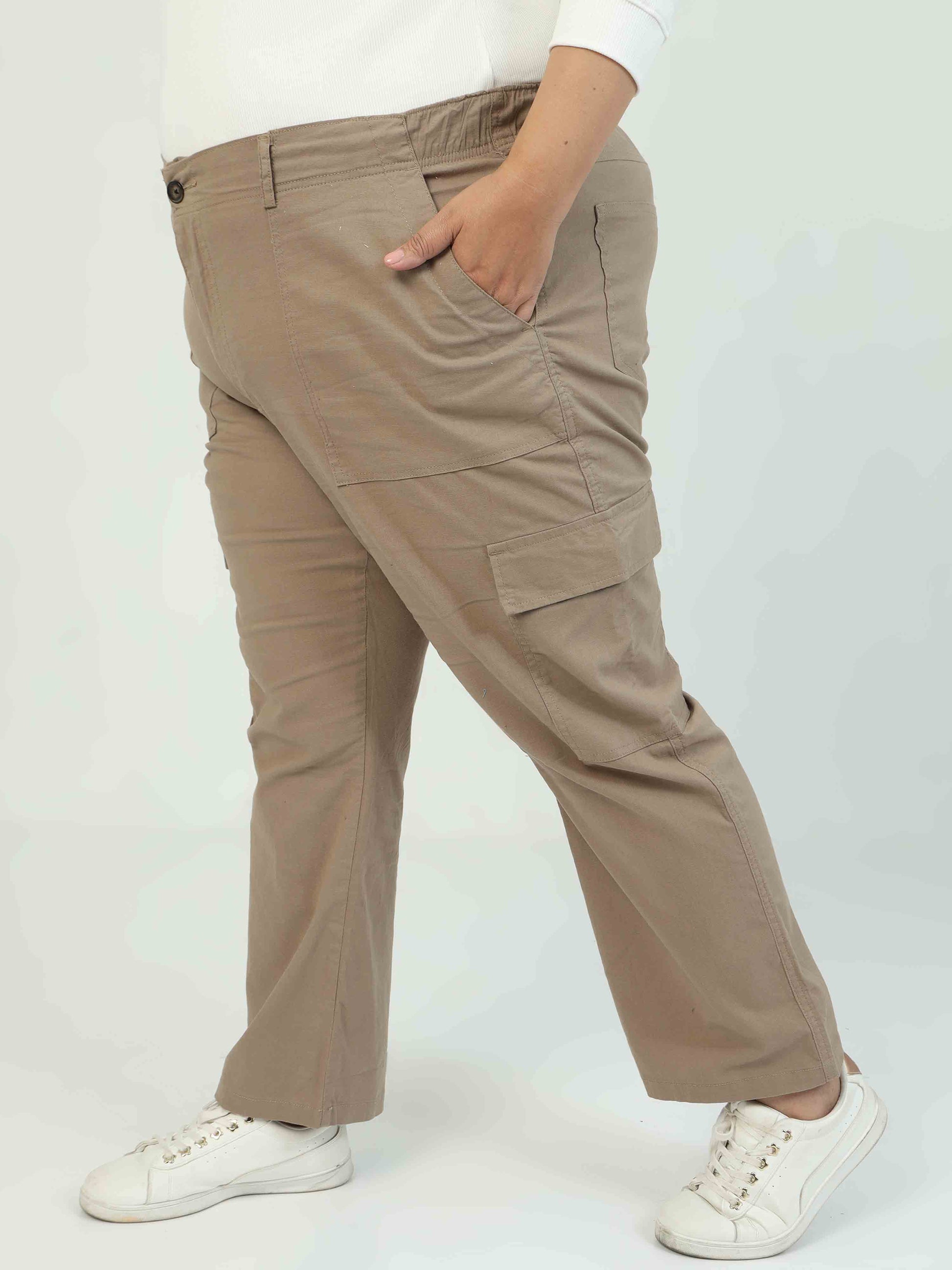 Buy Comfortable Brown Plus Size Cargo Pants For Women – Marquee