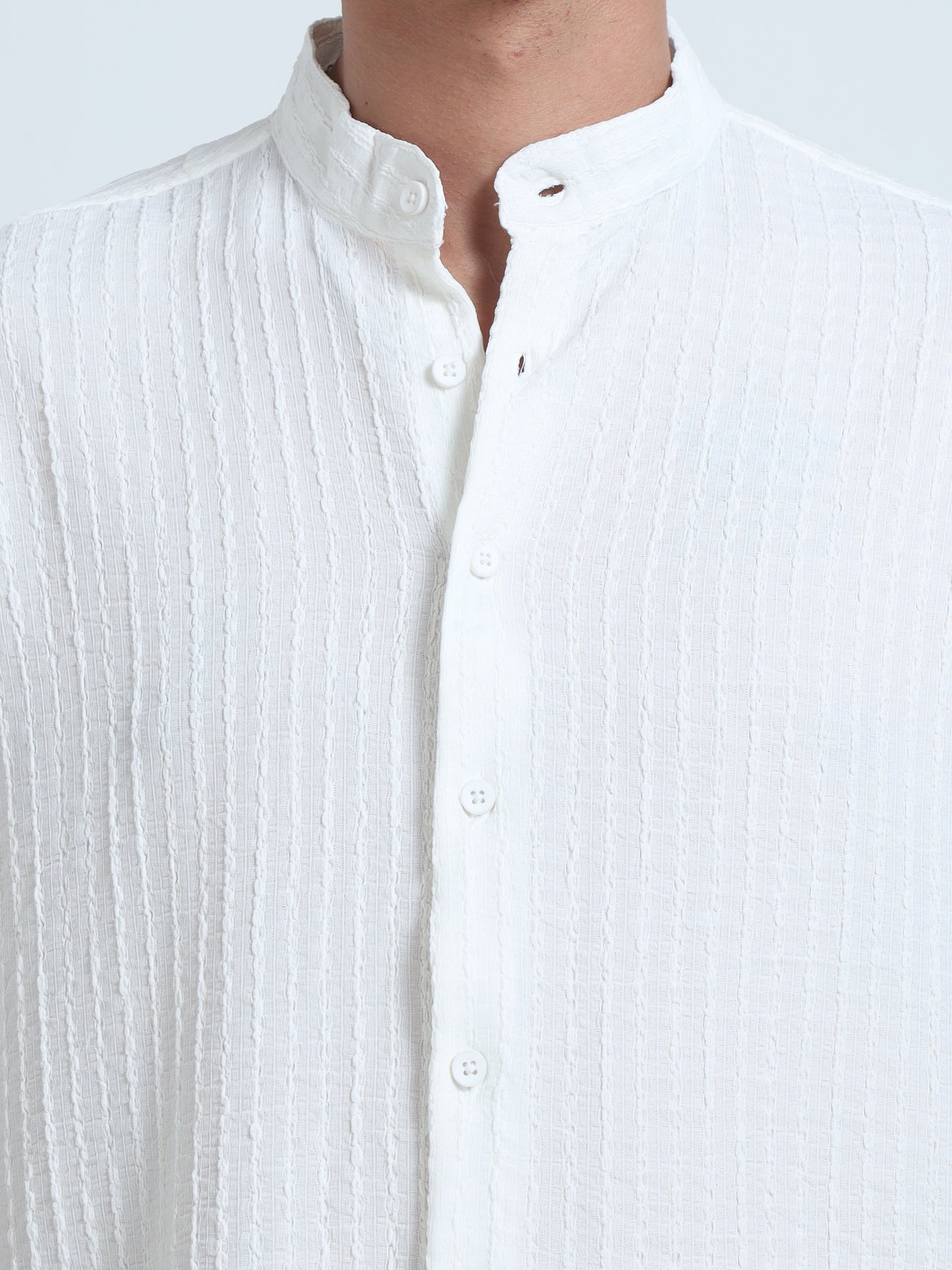 Floruit White Chinese Neck Shirt for Men