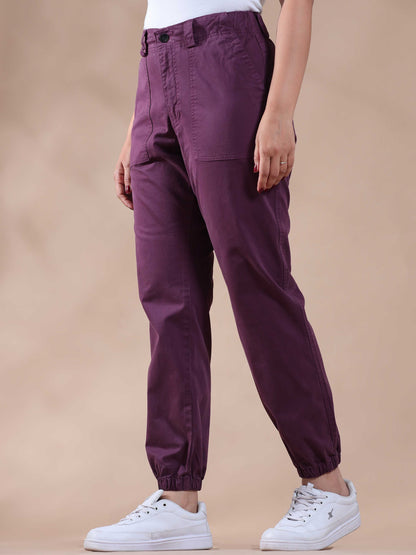 Women Vintage Purple Jogger Pants