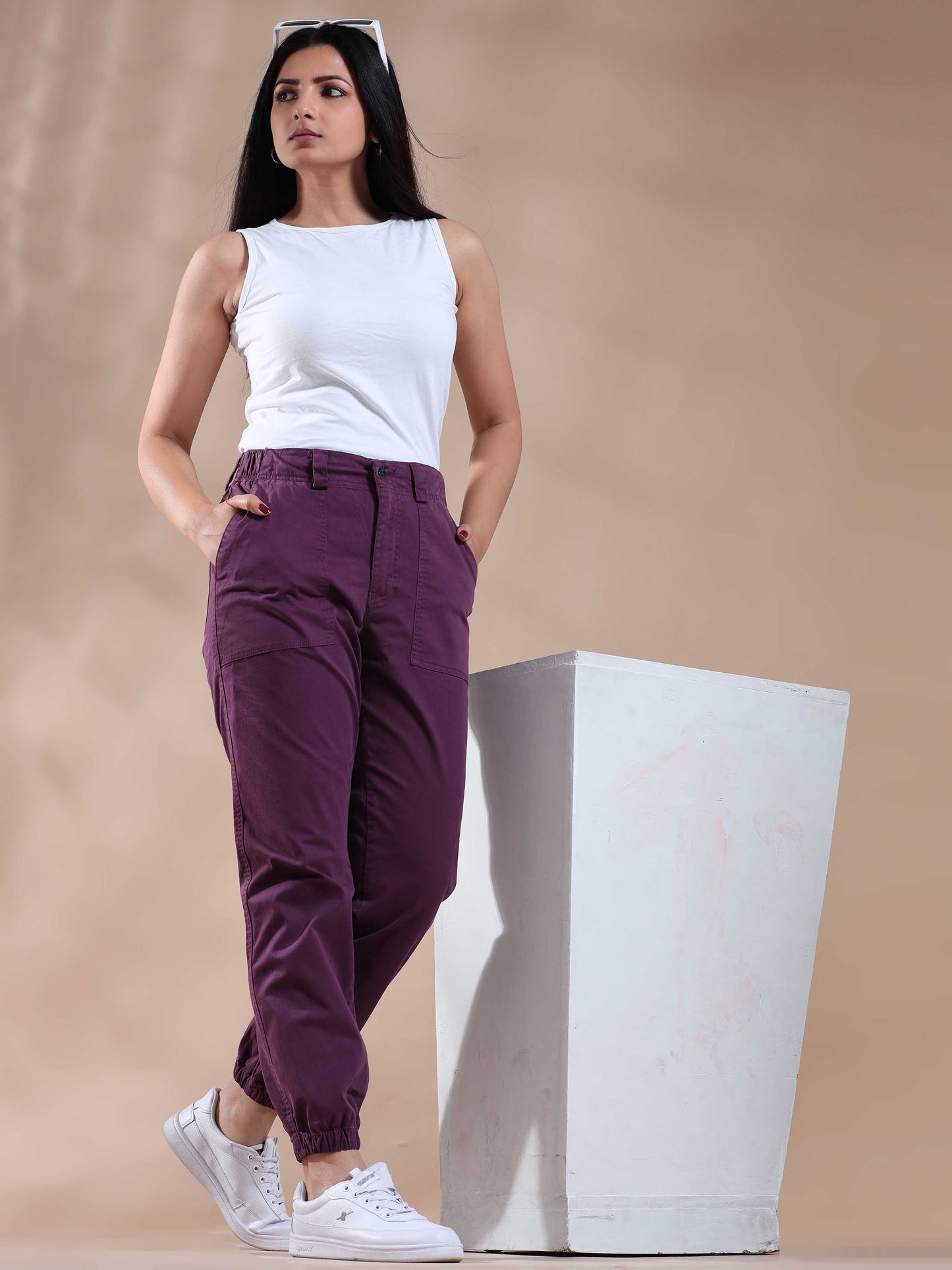 Women Vintage Purple Jogger Pants