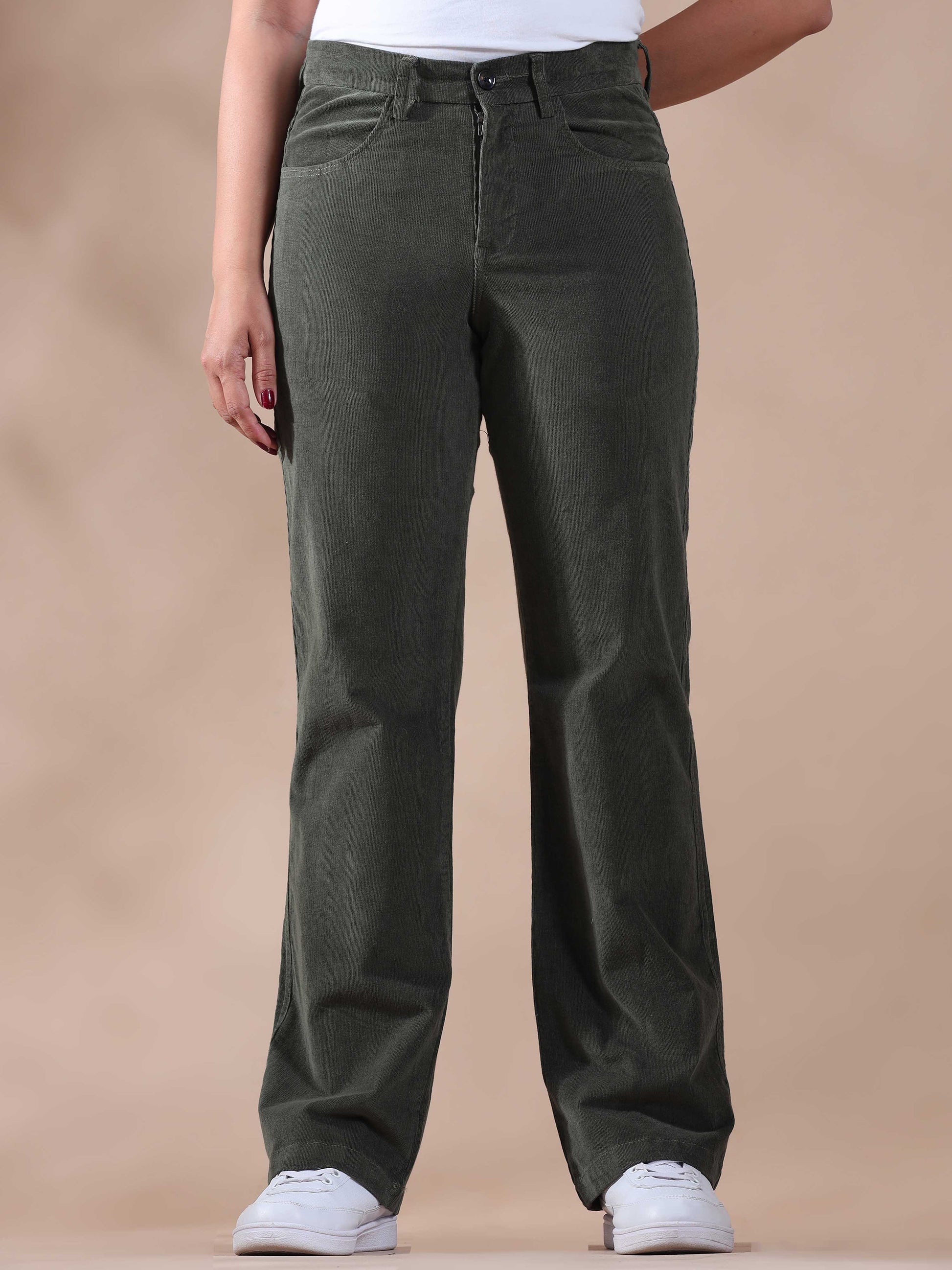  Olive Corduroy Trousers for Women