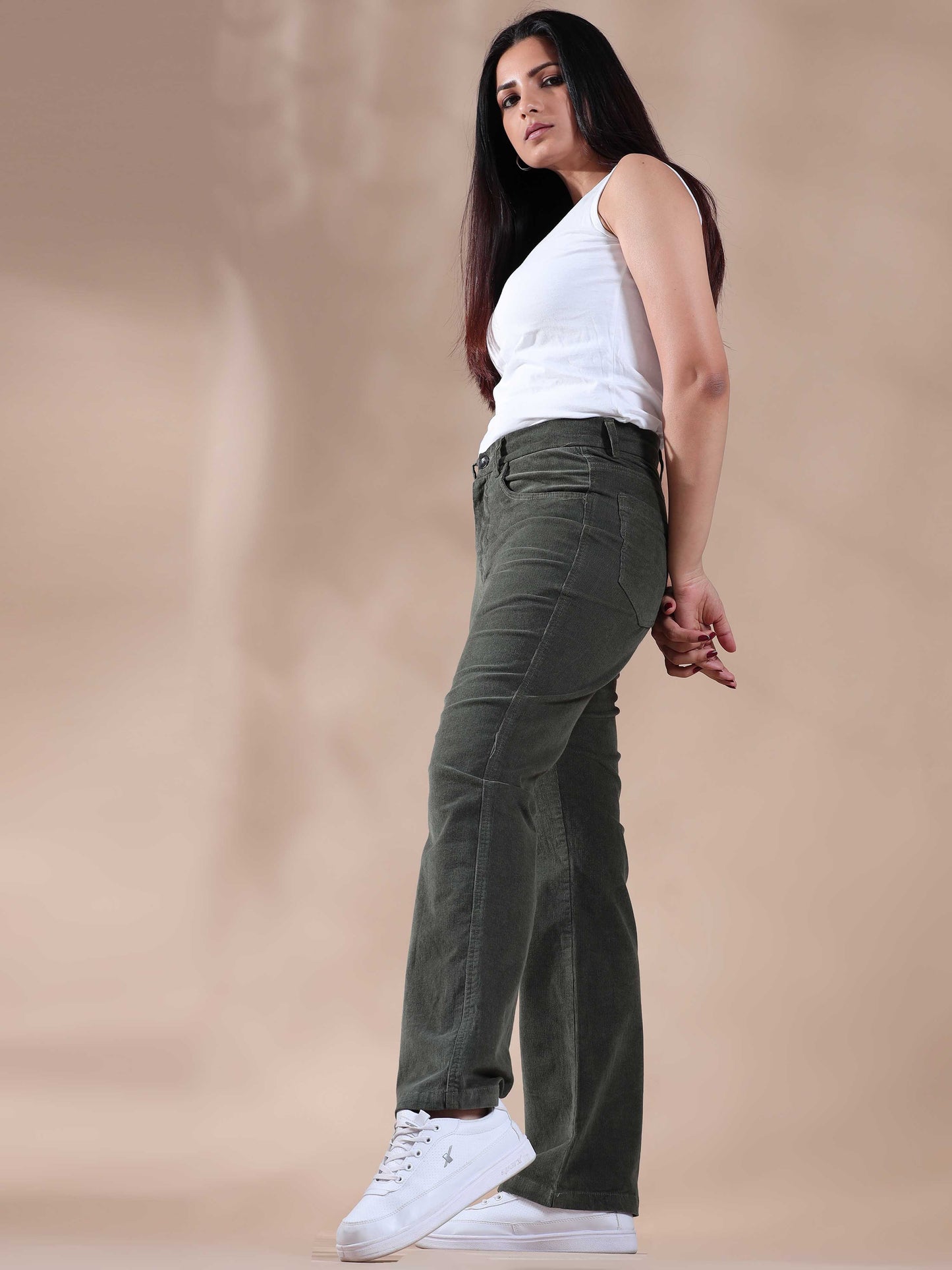  Olive Corduroy Trousers for Women