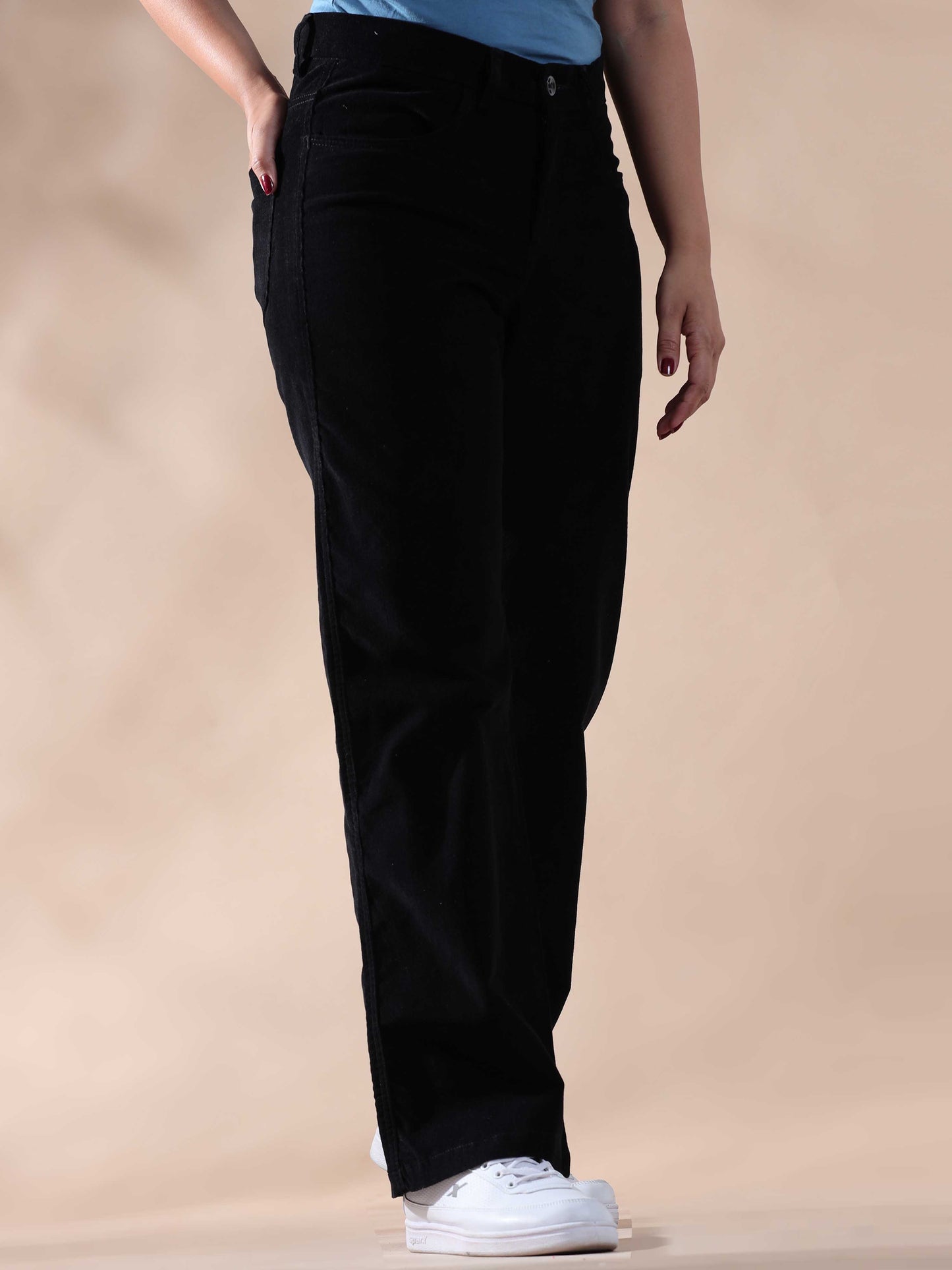 Black Corduroy Trousers For Women