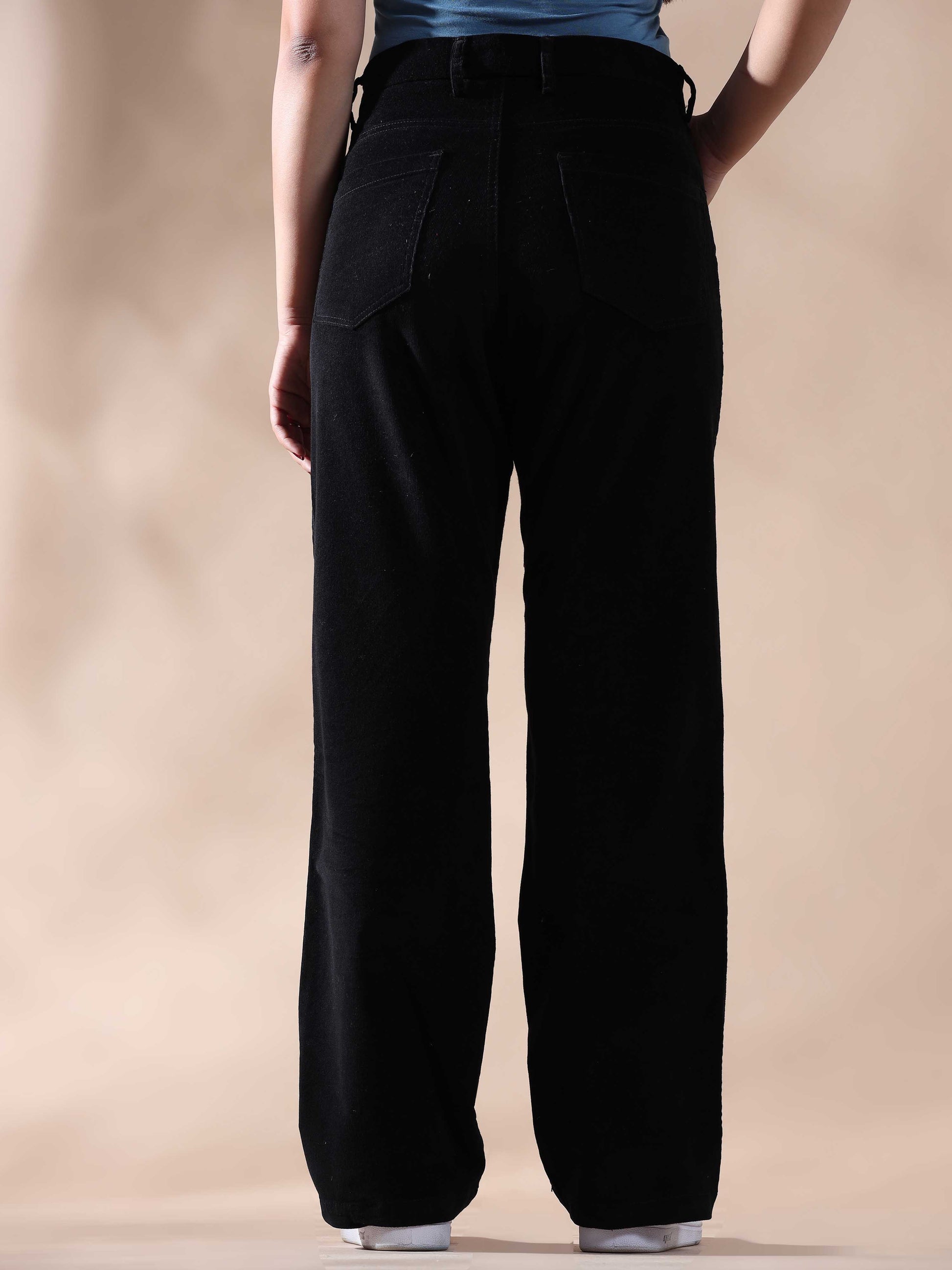 Black Corduroy Trousers For Women