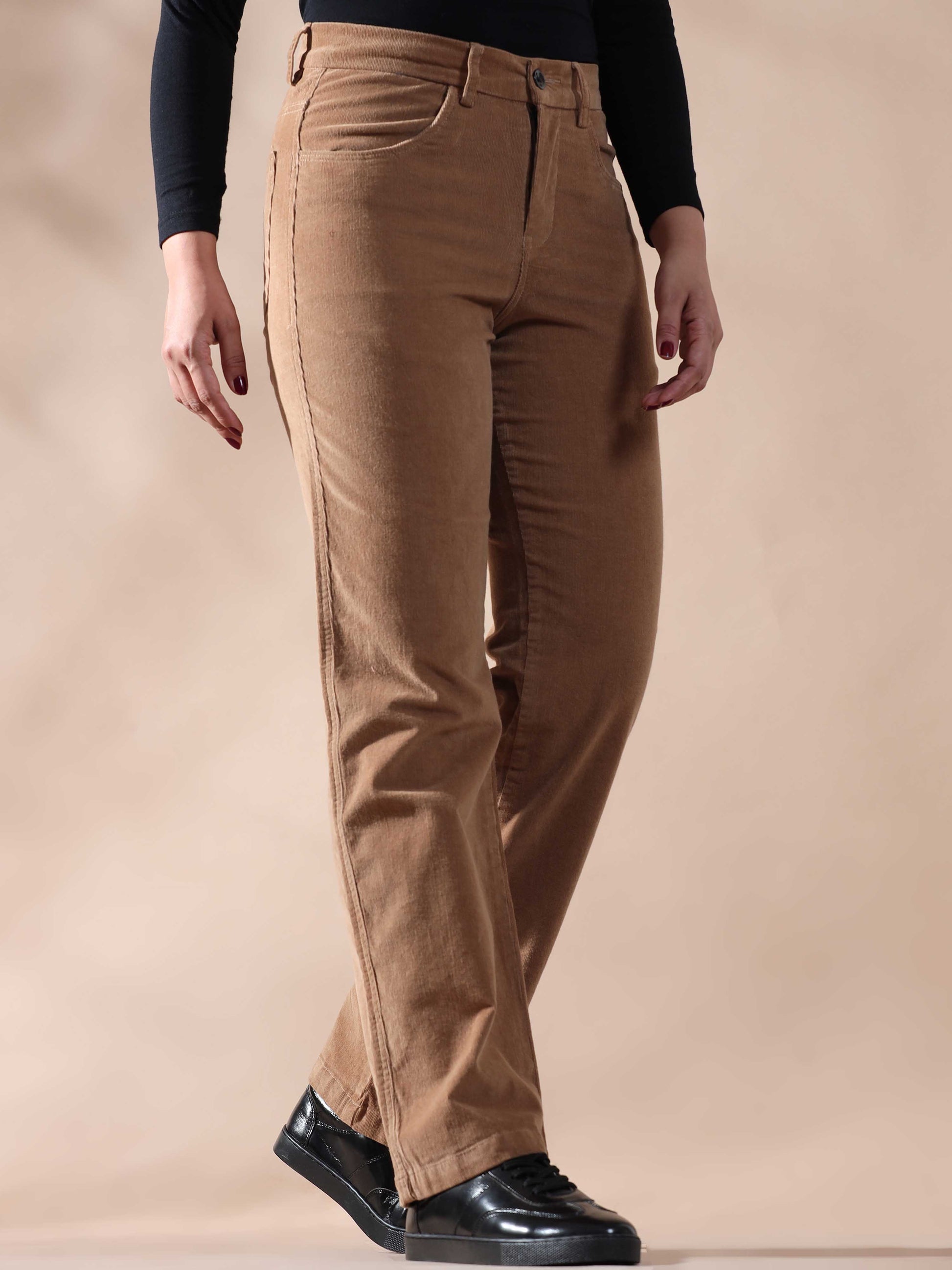 Light Khaki Corduroy Pants For Women