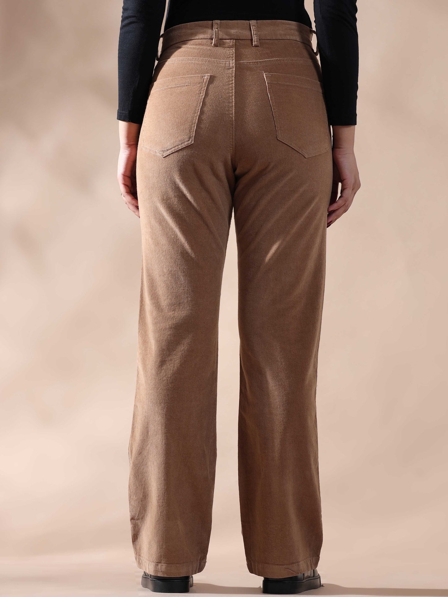 Women Light Khaki Corduroy Pants