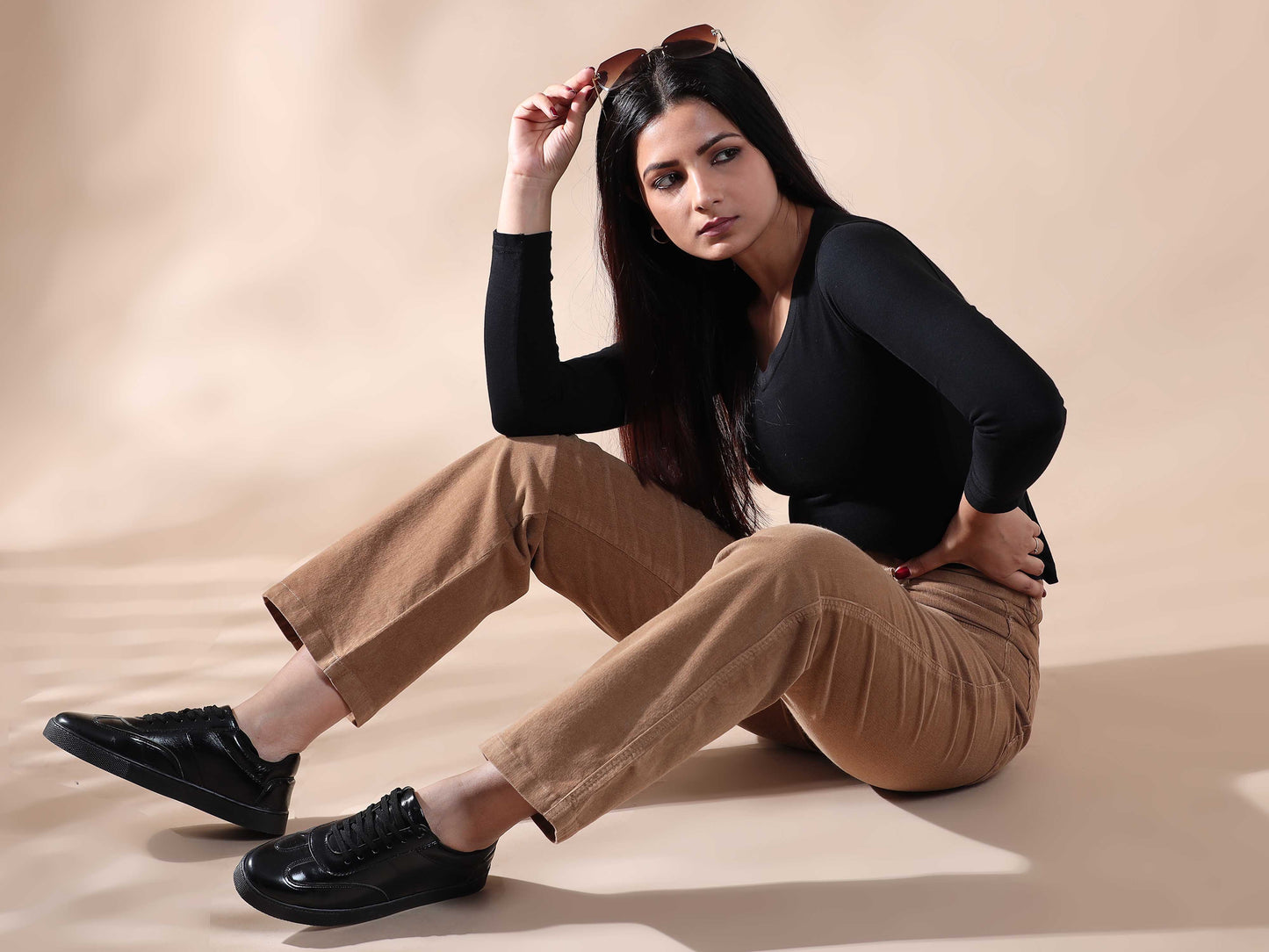 Light Khaki Corduroy Trousers for Women