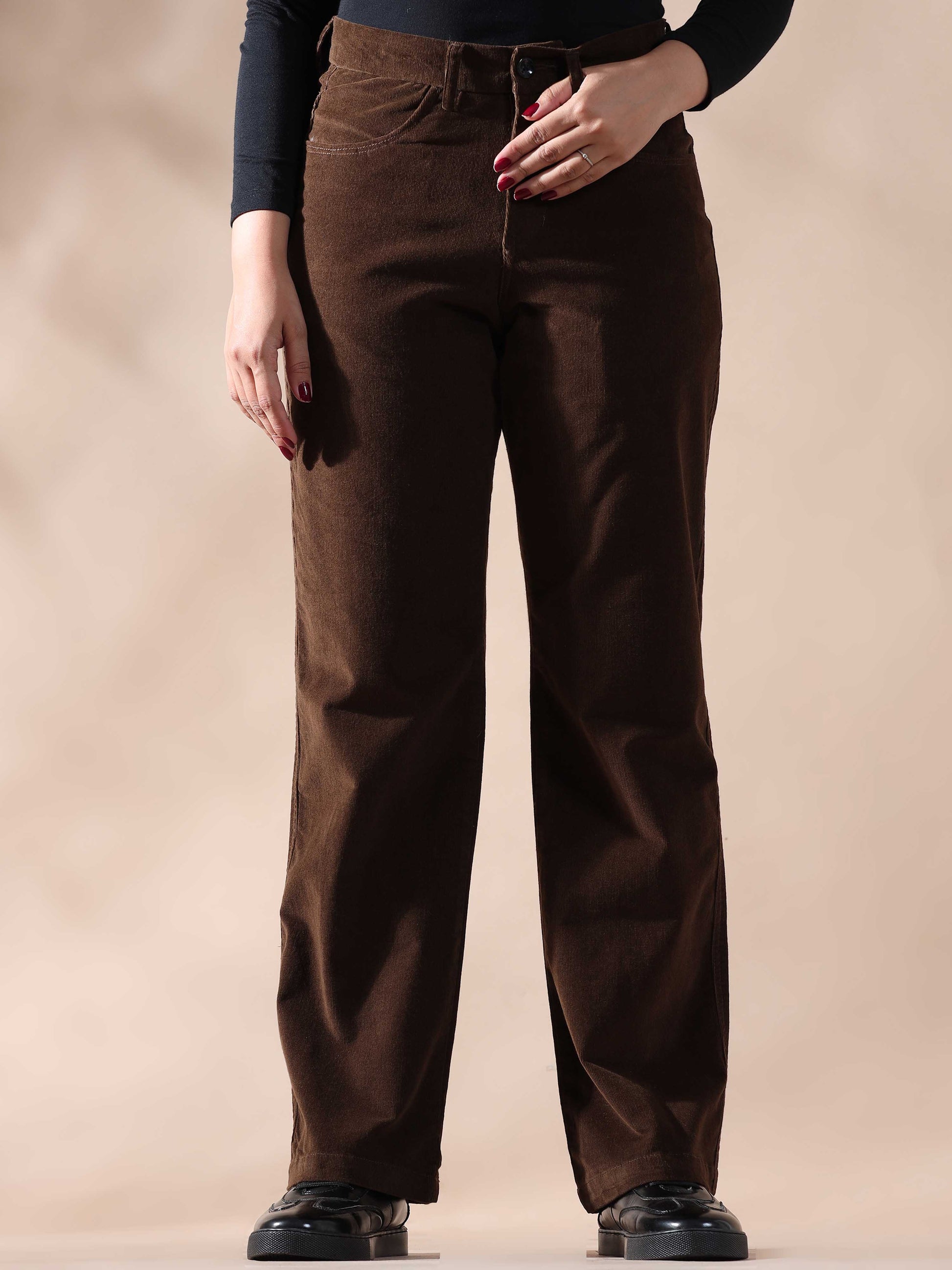 Brown Corduroy Trousers for Women