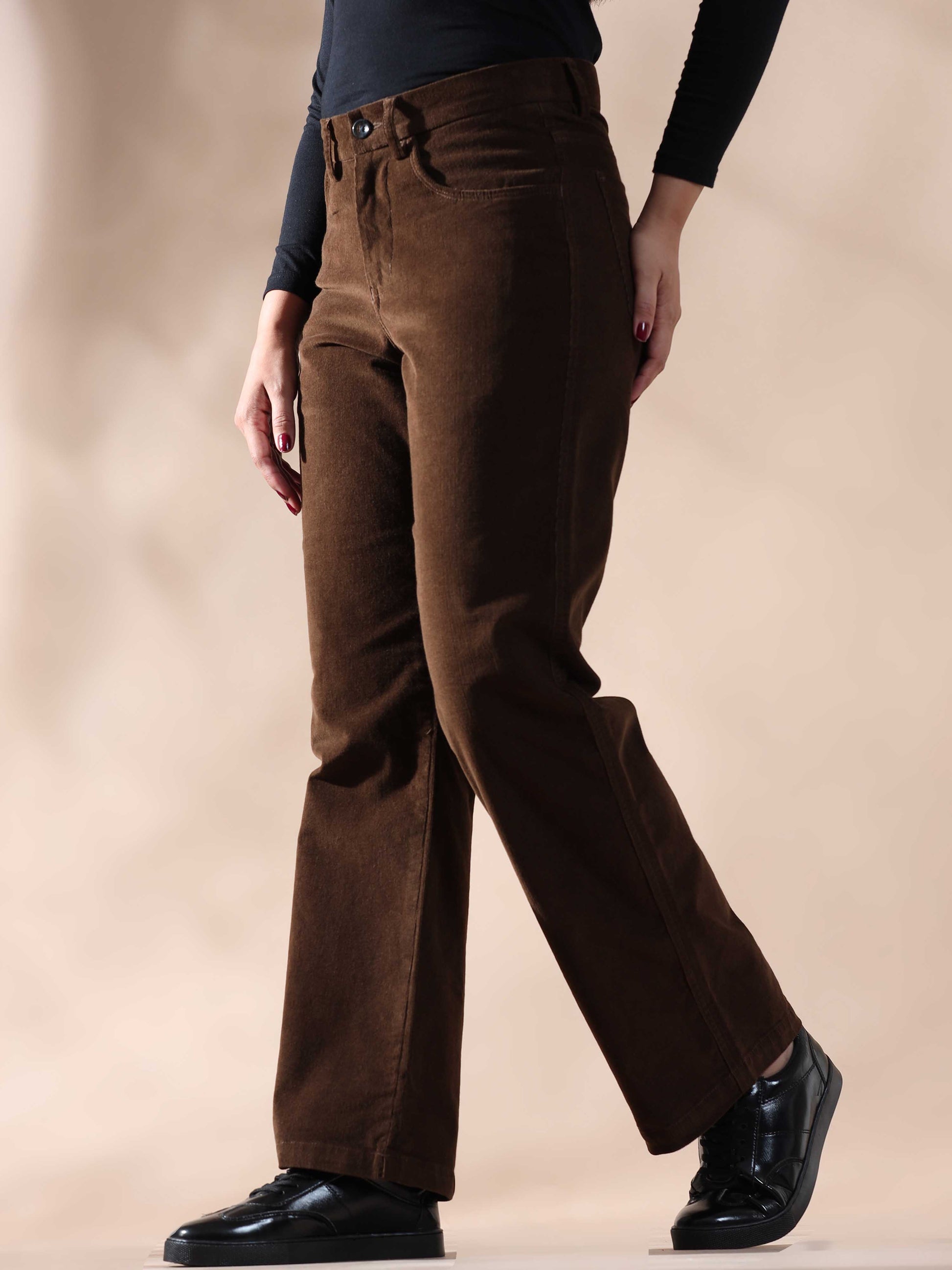 Brown Corduroy Trousers for Women