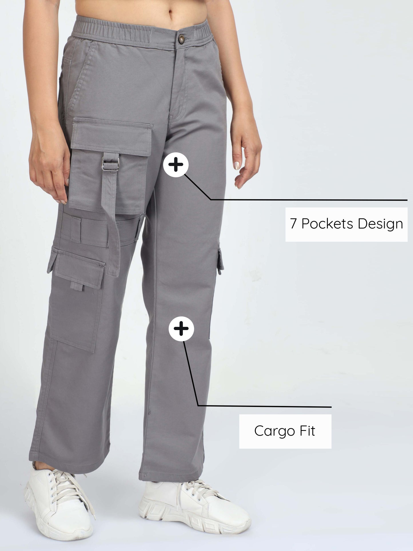 Ash Baggy Cargo Pants for Women