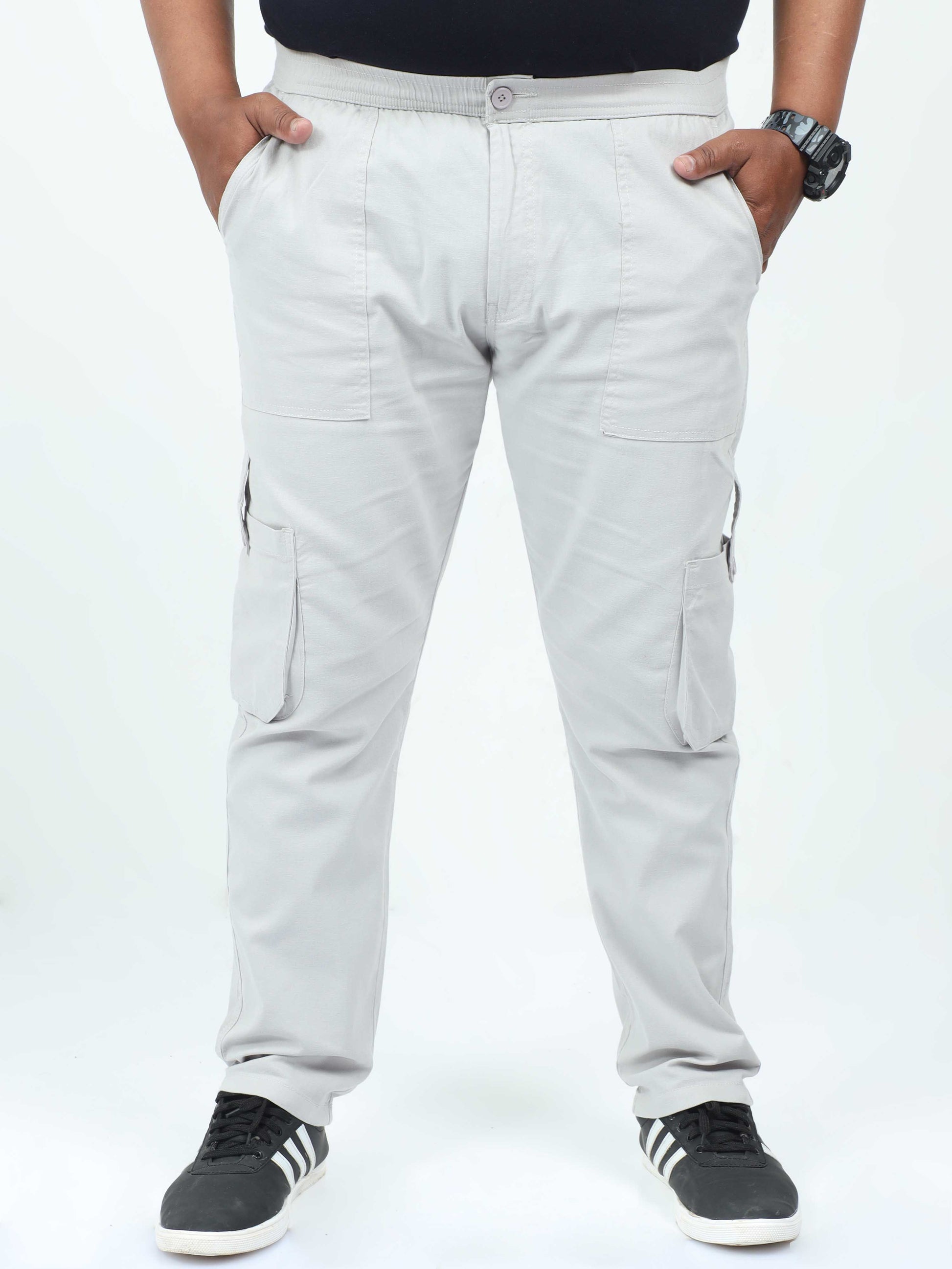 Biscuit Plus Size Cargo Trousers For Mens