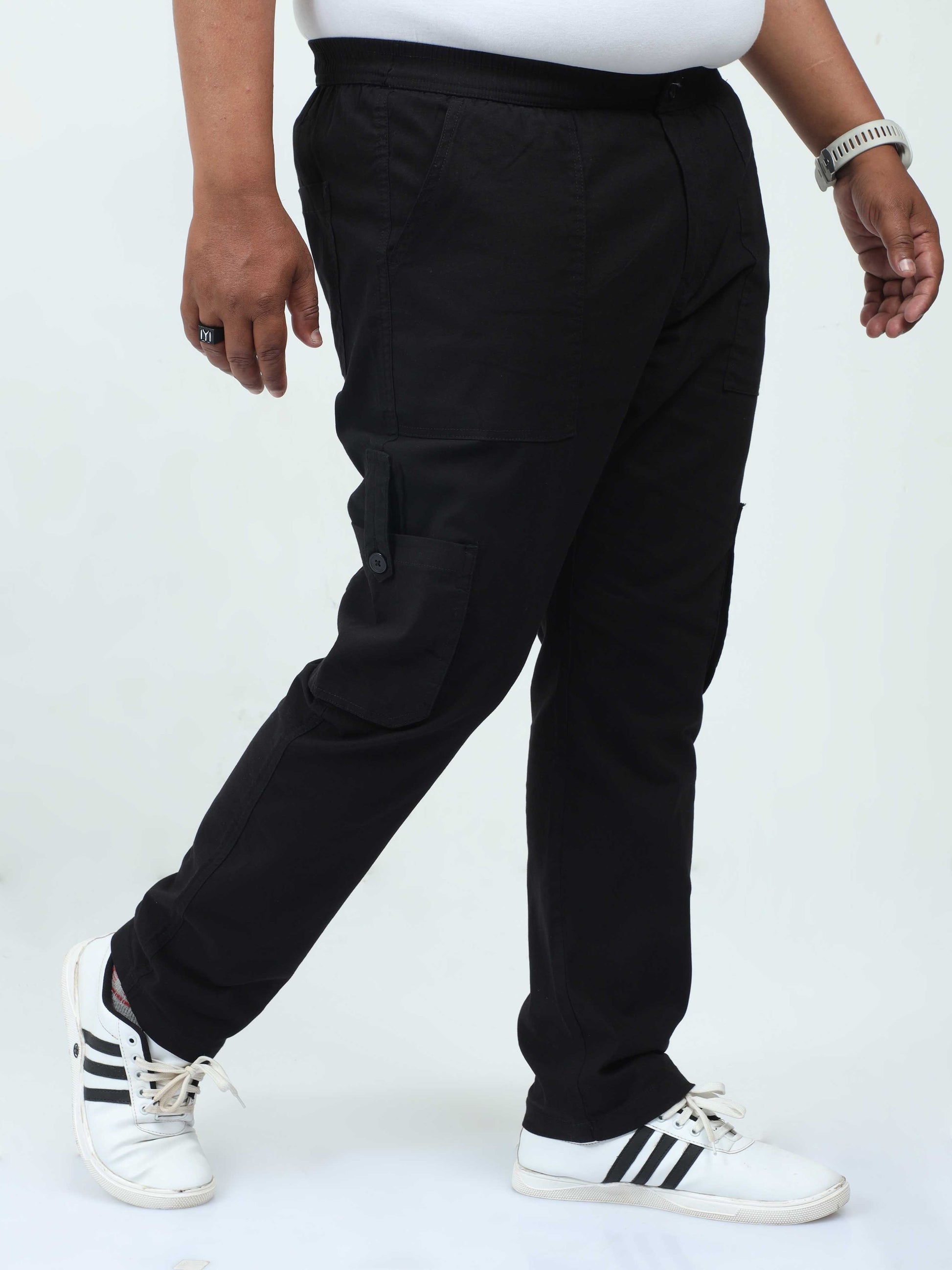 Black Plus Size Cargo Pants For Mens