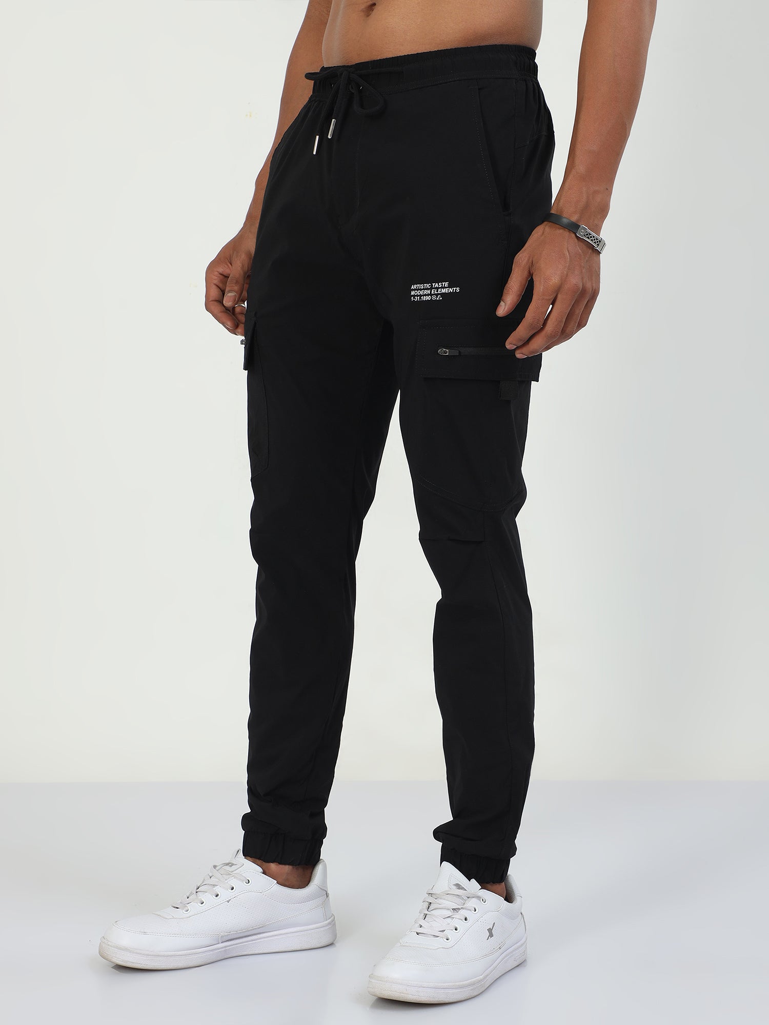 Black Ultralite Flexi Cargo Joggers For Mens