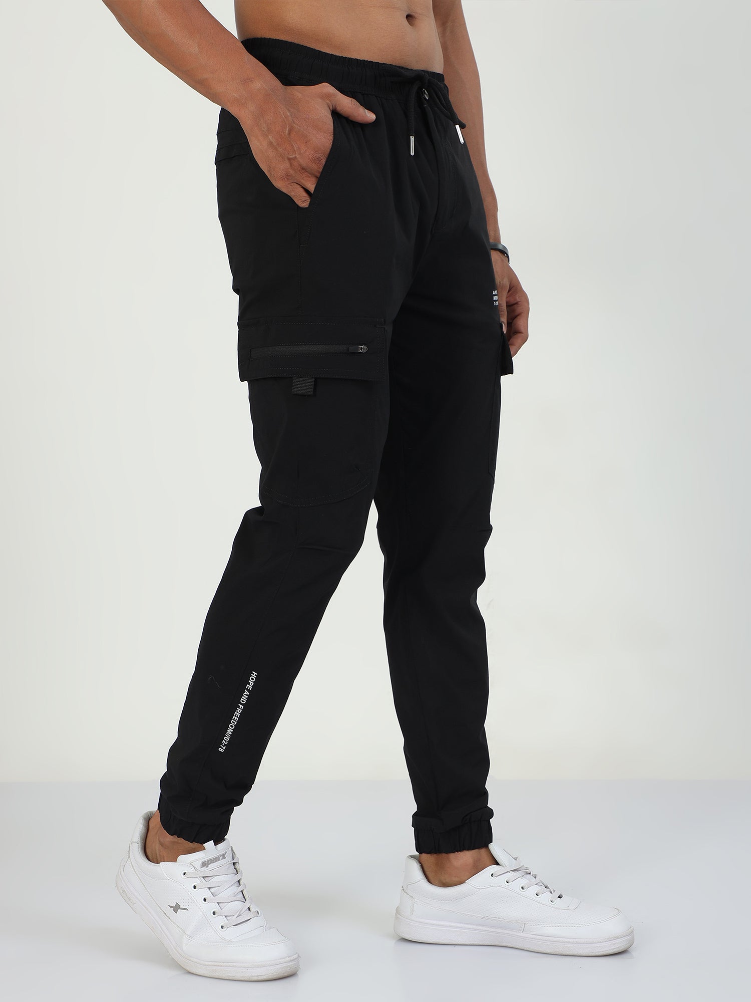 Black Ultralite Flexi Cargo Joggers For Mens