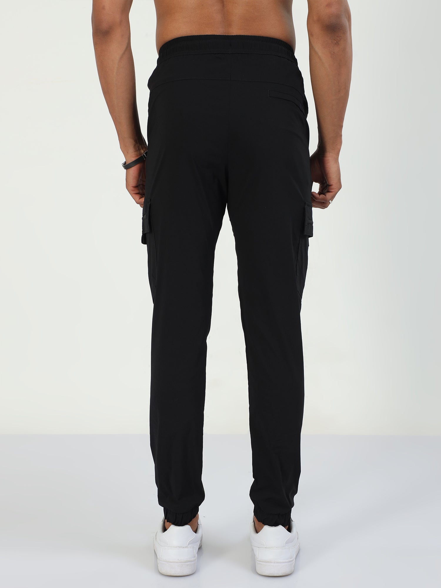 Black Ultralite Flexi Cargo Joggers For Mens