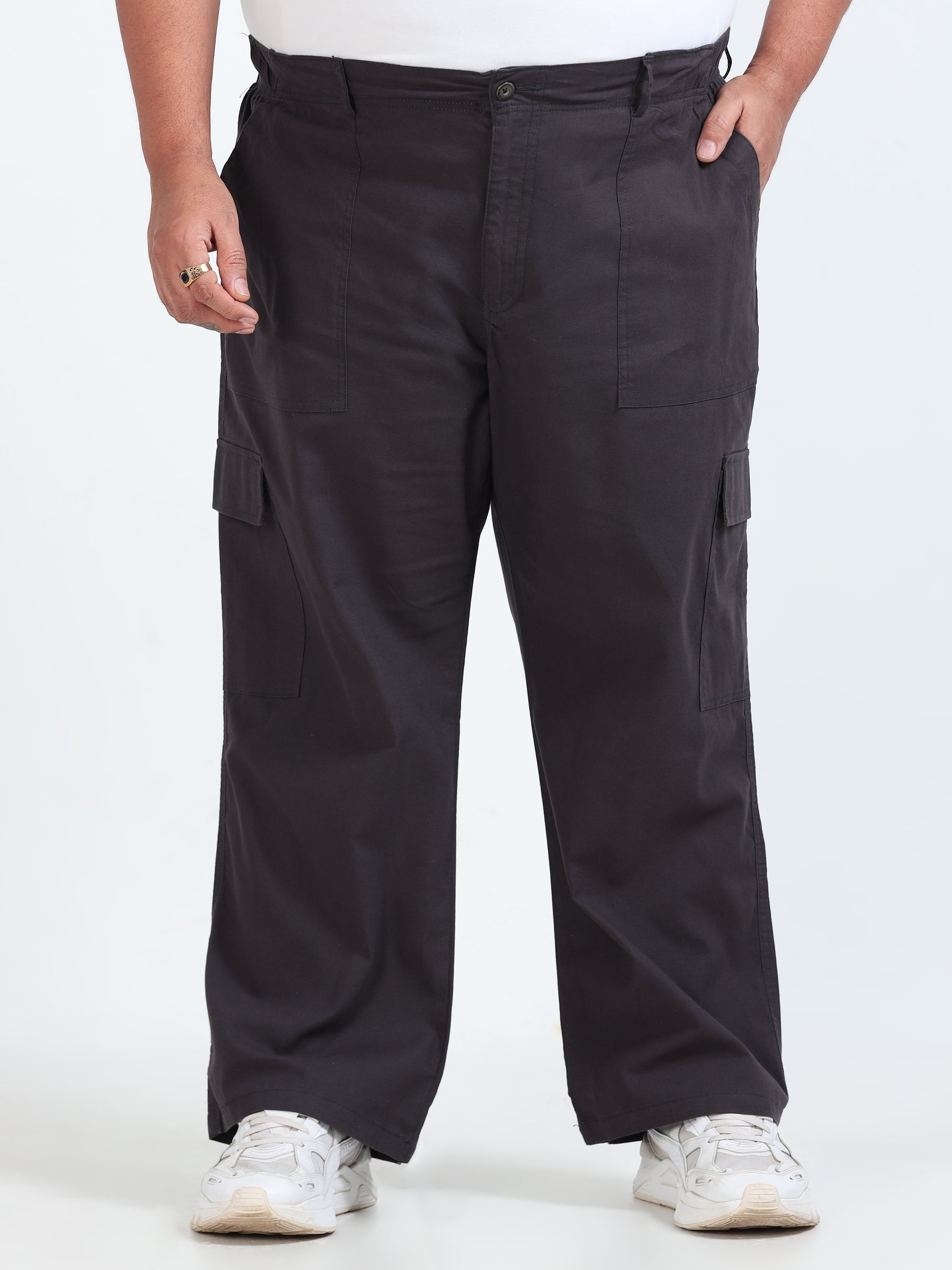 Classic Curve Graphite Big Size Cargo Pants for Men