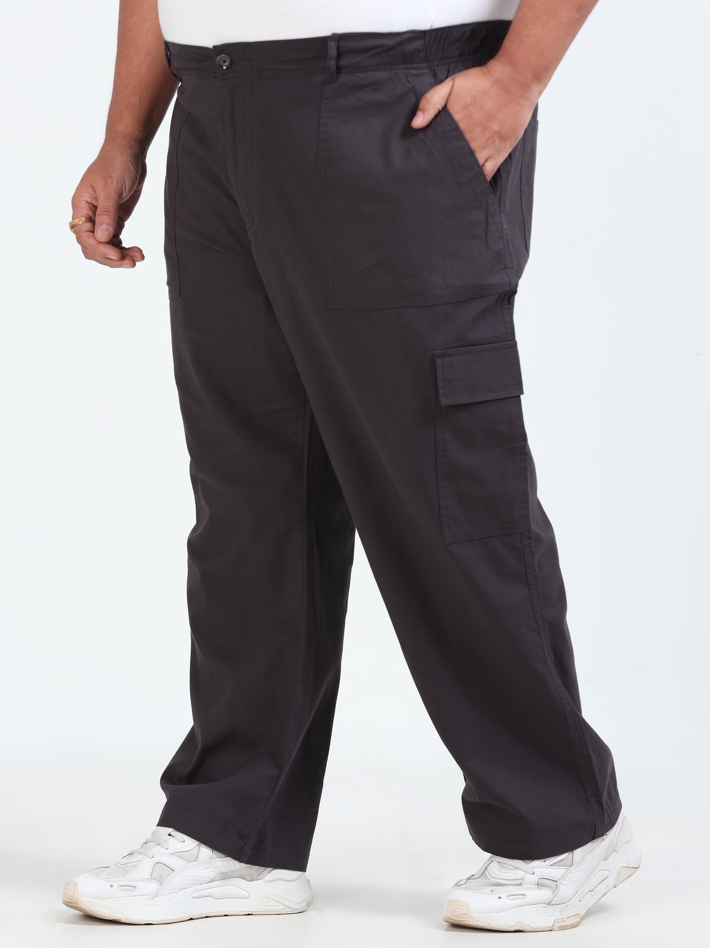 Classic Curve Graphite Big Size Cargo Pants for Men