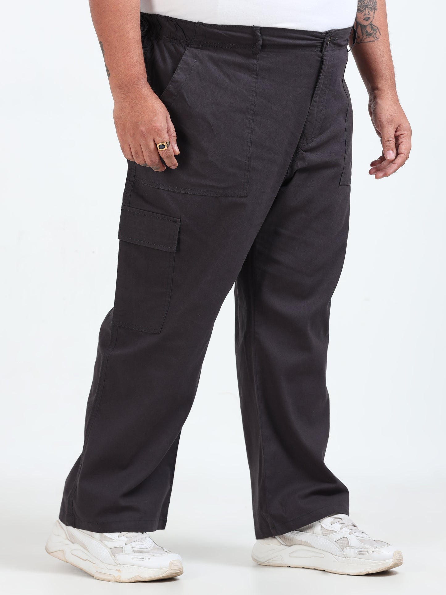 Classic Curve Graphite Big Size Cargo Pants for Men