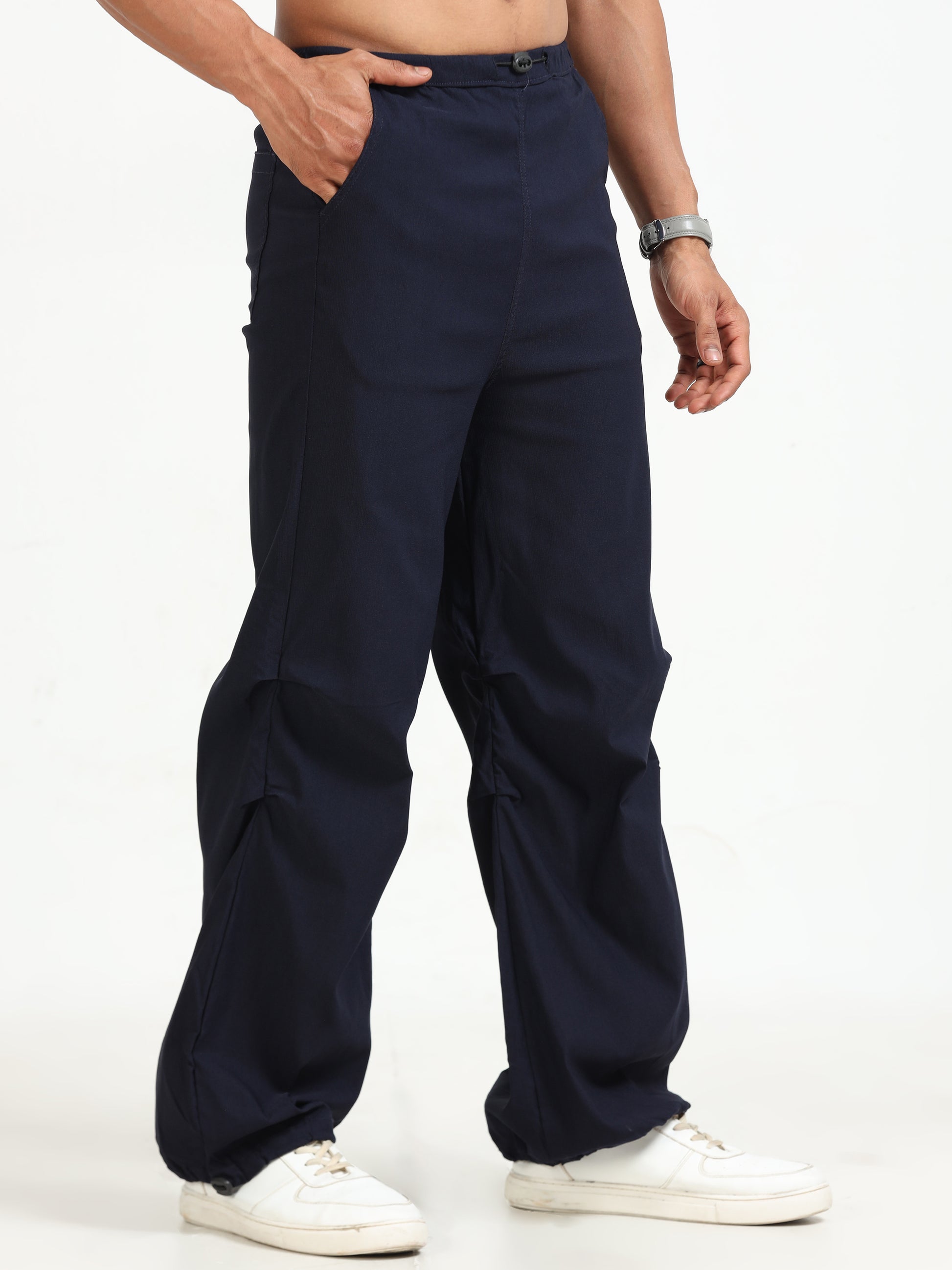 Navy Parachute Pants for Men