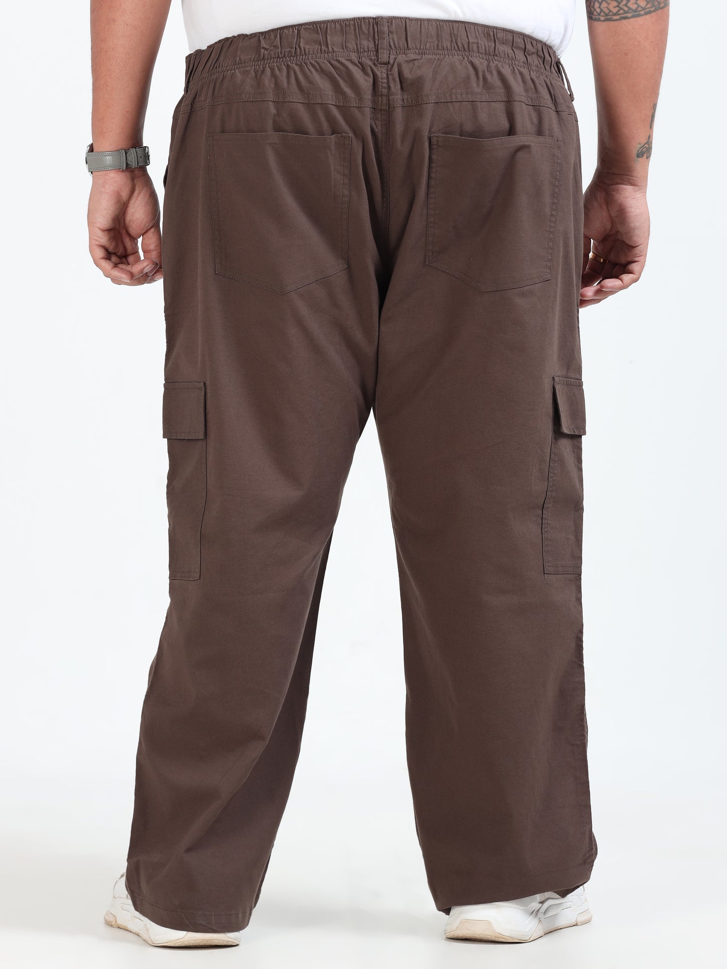 Classic Curve Brown Plus Size Cargo Pants for Men