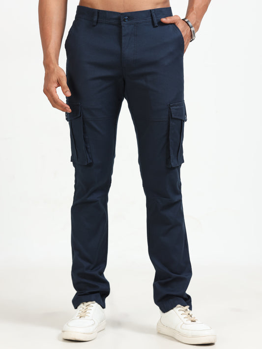 Popcorn Dobby Navy Cargo Pants for Men