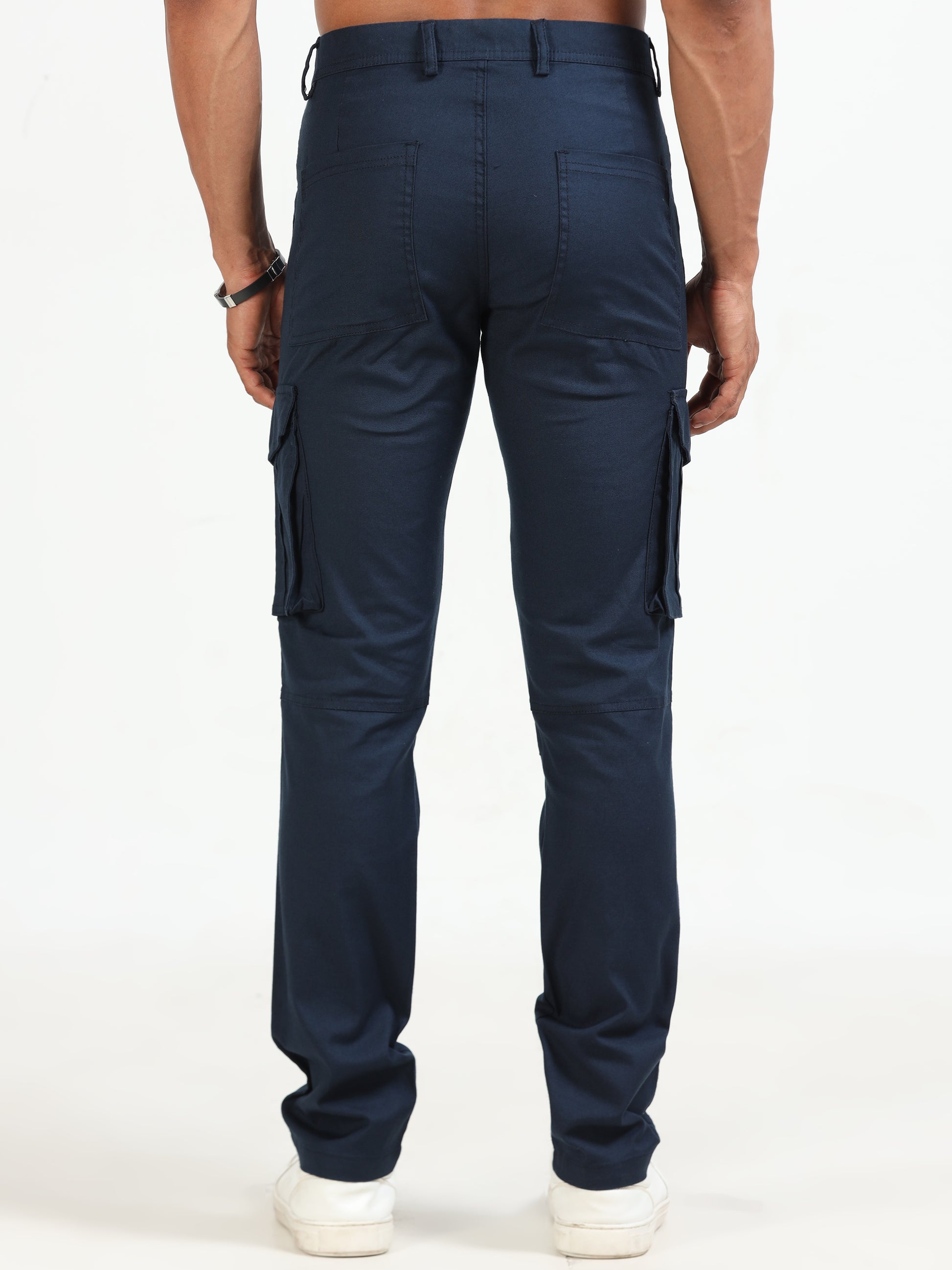 Popcorn Dobby Navy Cargo Pants for Men