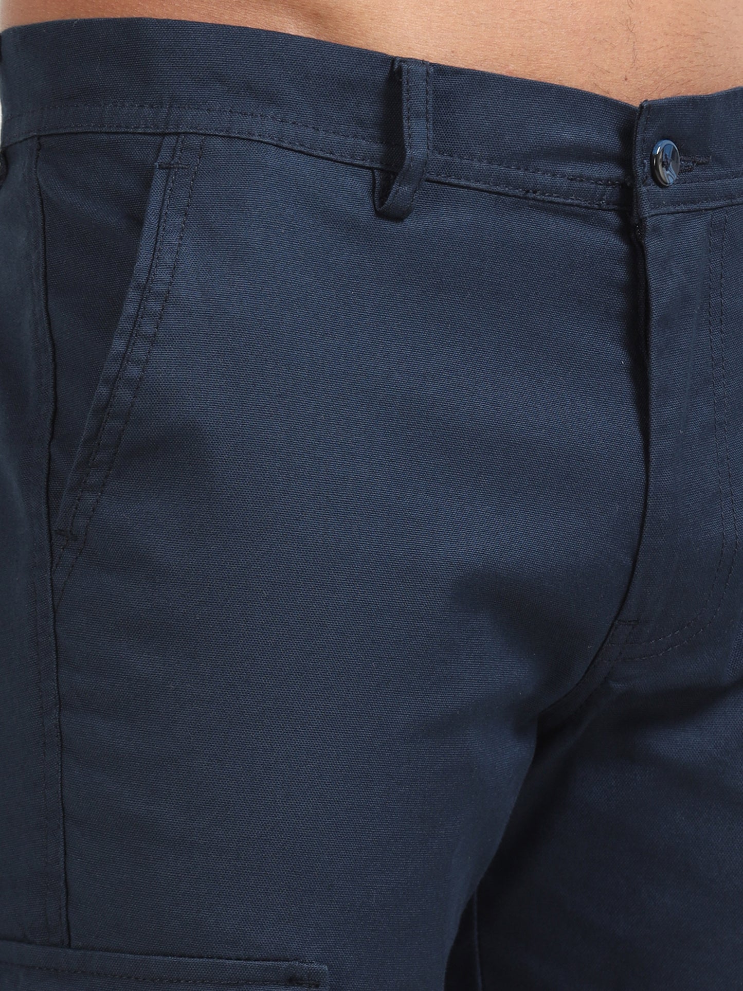 Popcorn Dobby Navy Cargo Pants for Men